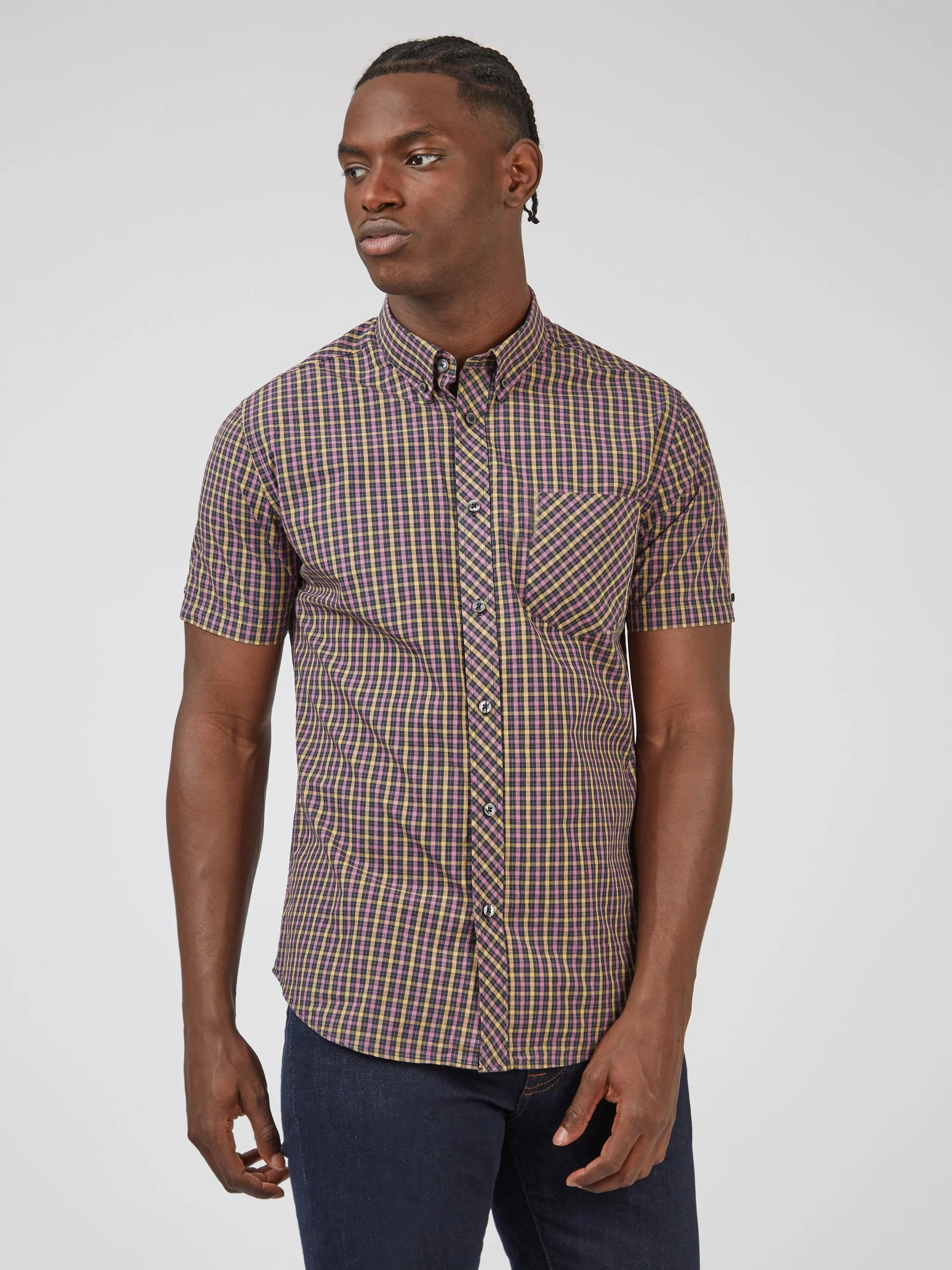 Signature House Check Short-Sleeve Shirt - Grape sold by Ben Sherman product image thumbnail 4
