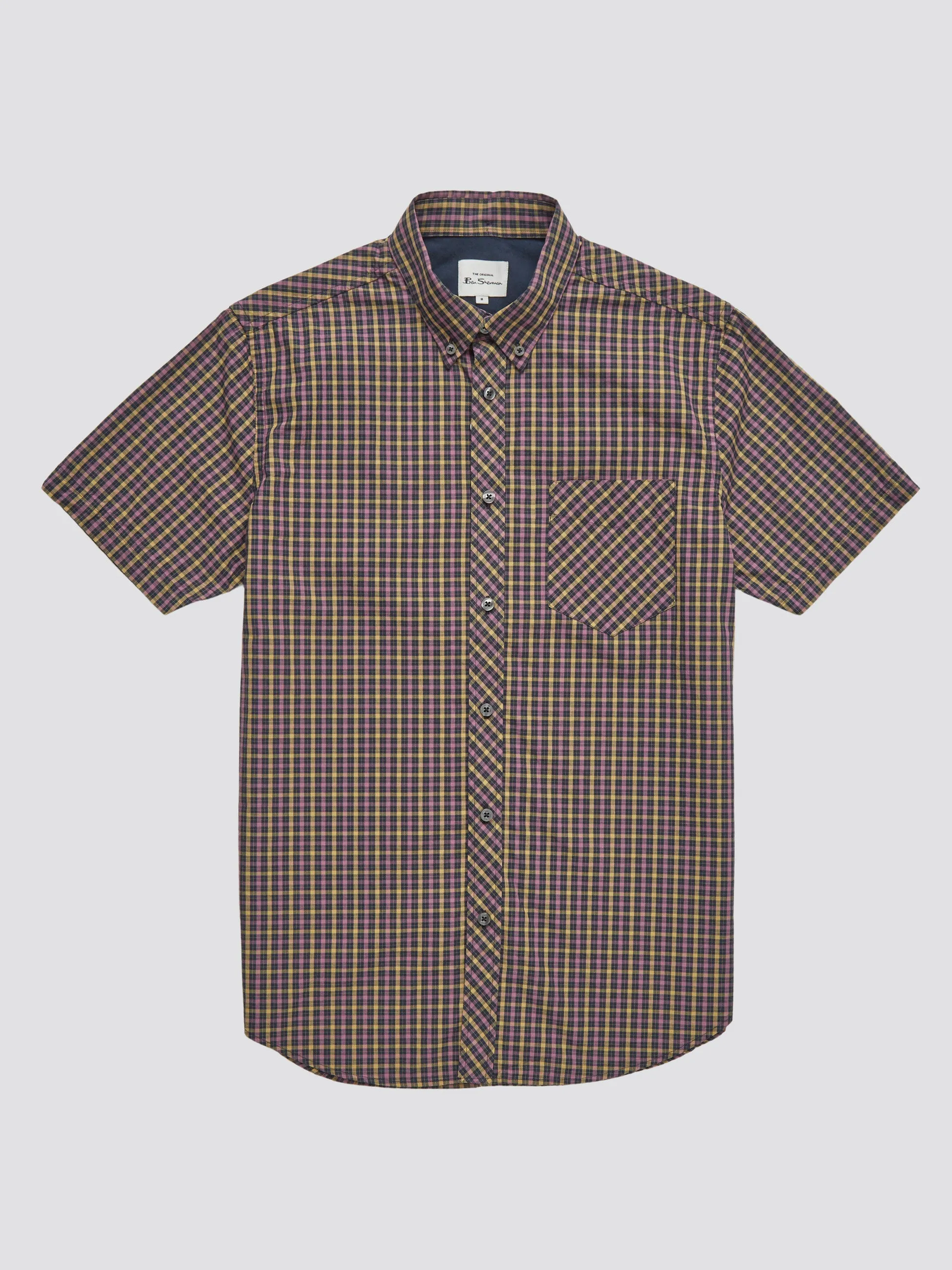 Signature House Check Short-Sleeve Shirt - Grape sold by Ben Sherman