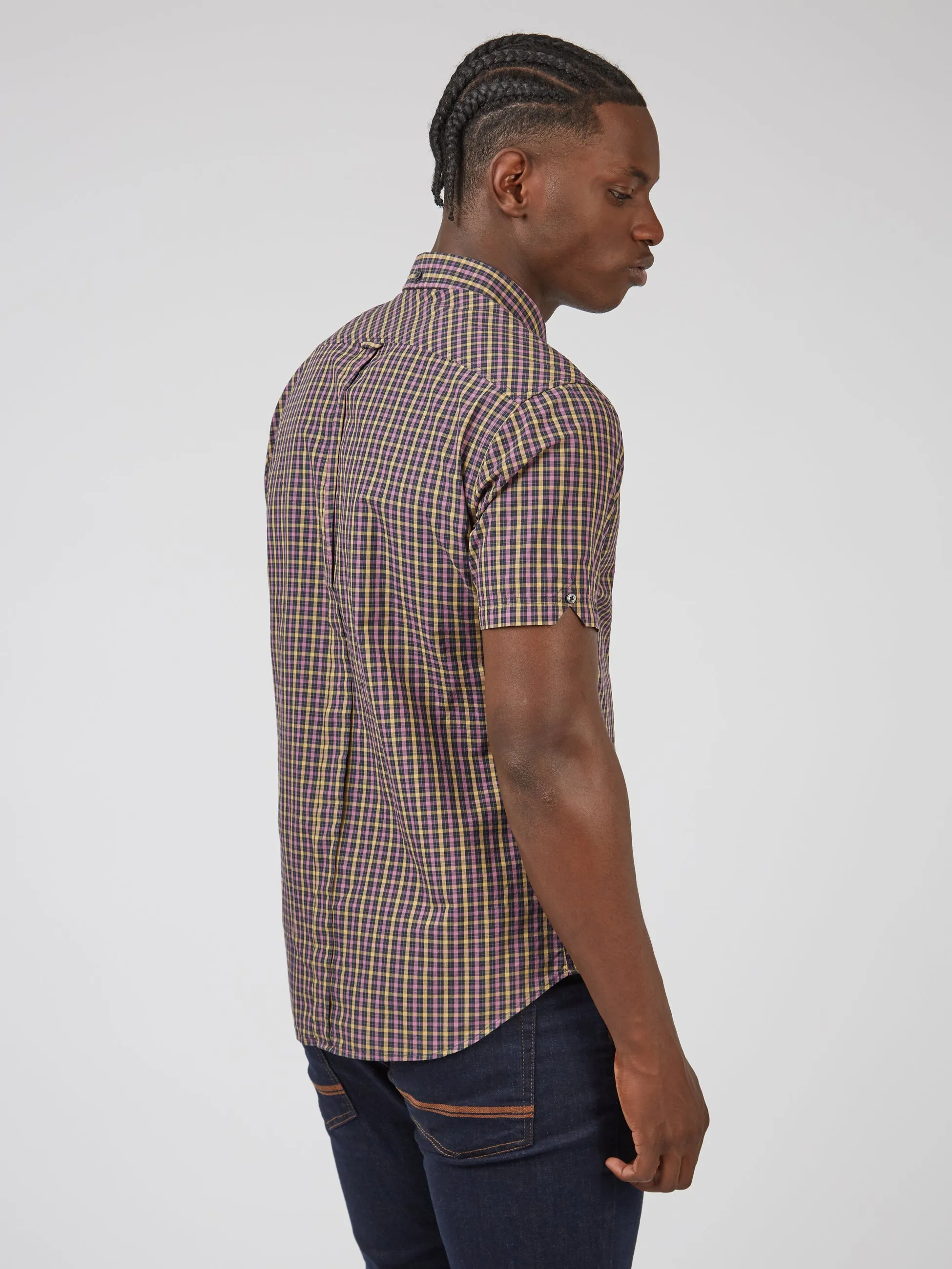 Signature House Check Short-Sleeve Shirt - Grape sold by Ben Sherman product image thumbnail 5