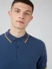 Textured Knit Fitted Polo - Blue Denim sold by Ben Sherman