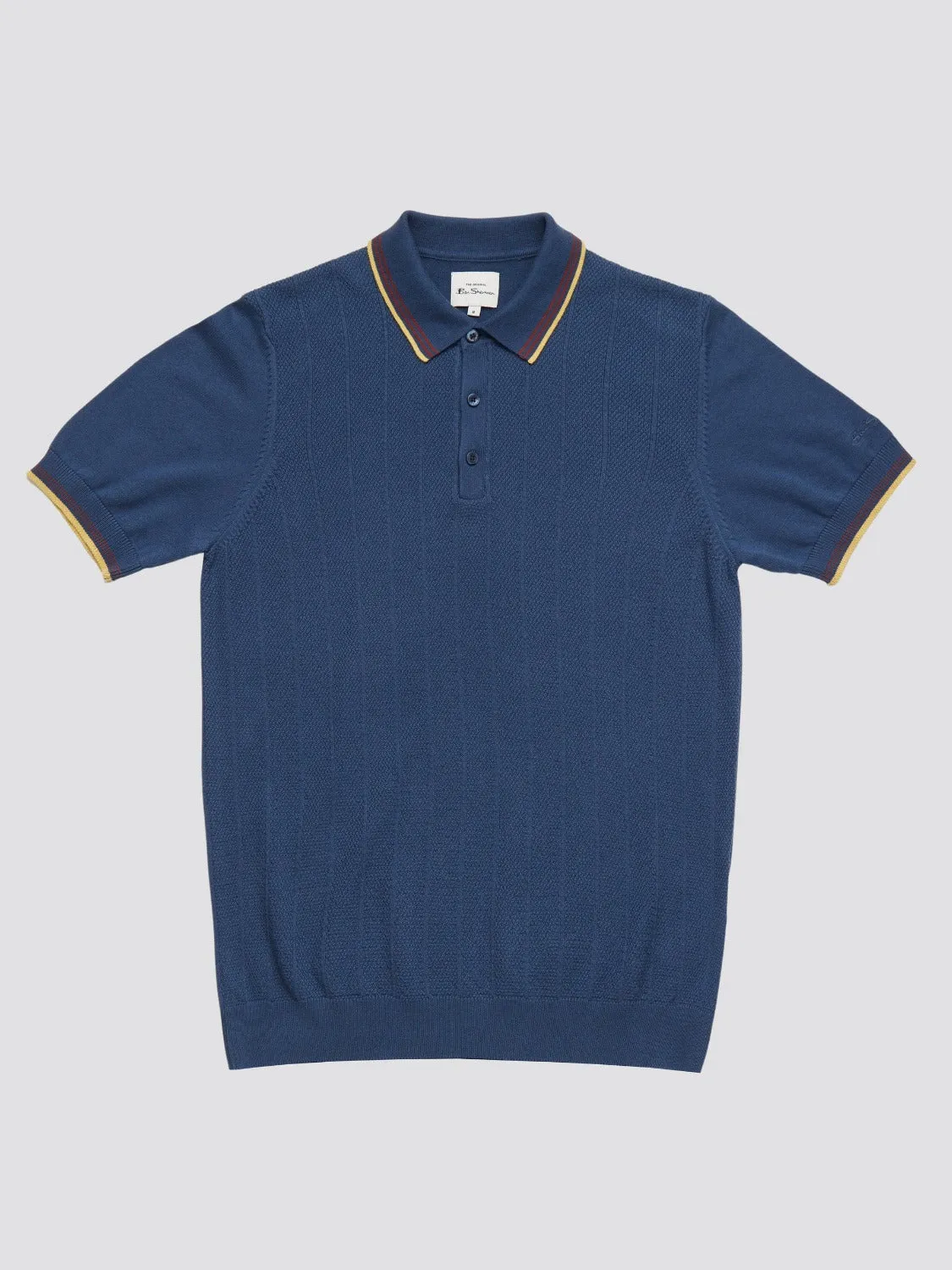 Textured Knit Fitted Polo - Blue Denim sold by Ben Sherman product image thumbnail 3