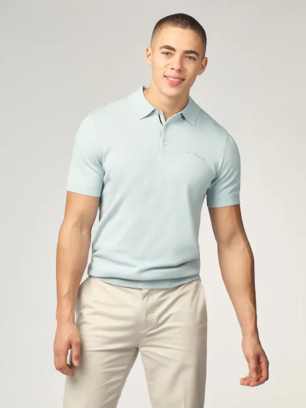Signature Short Sleeve Polo - Pale Blue sold by Ben Sherman