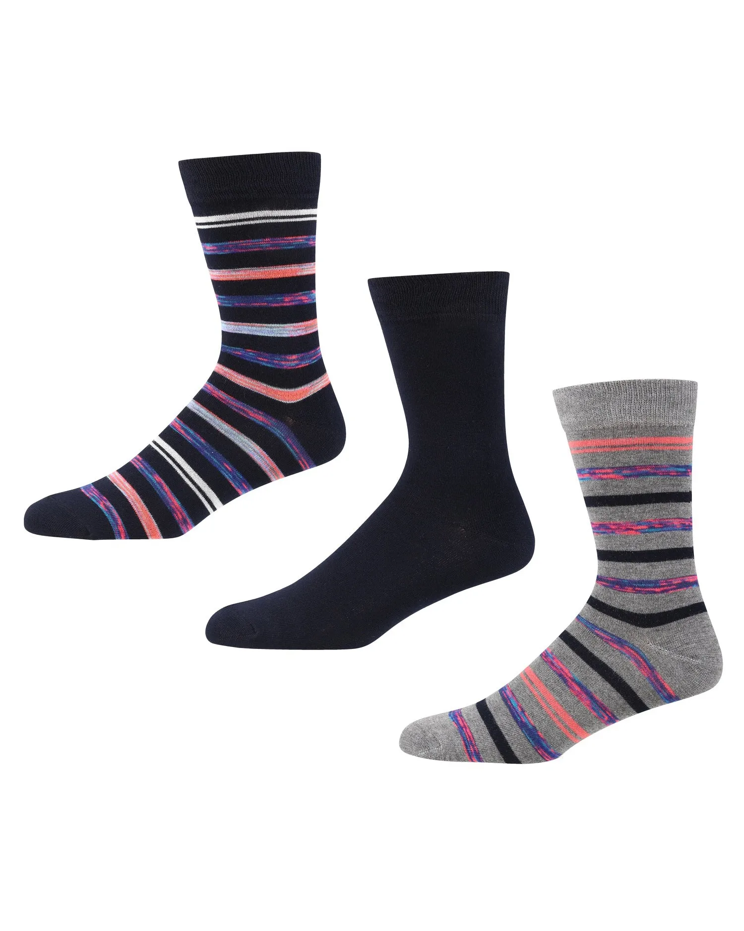 Kneller Men's 3-Pack Socks - Grey Marl/Navy Stripe sold by Ben Sherman