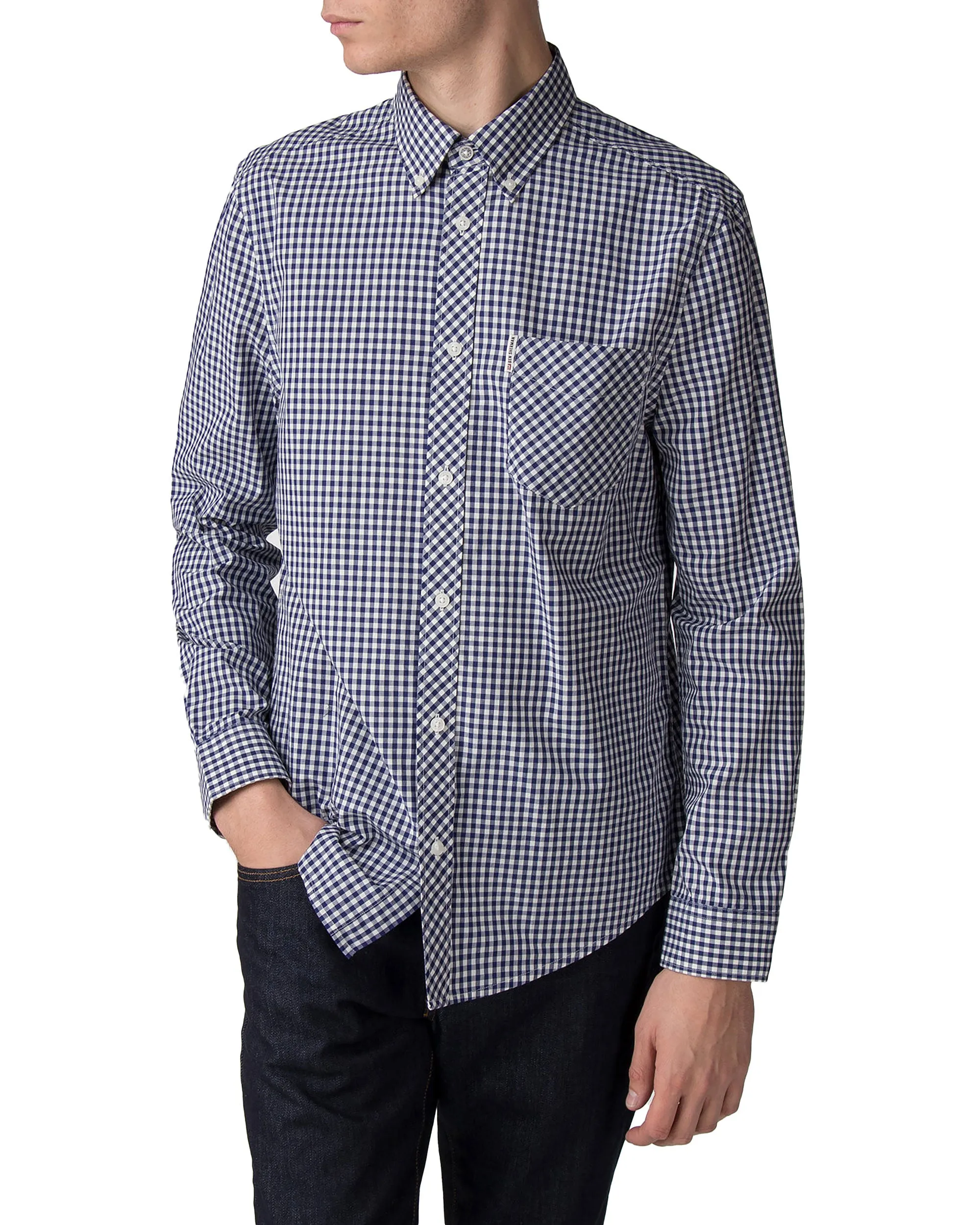 Long-Sleeve Gingham Shirt - Blue Depths sold by Ben Sherman