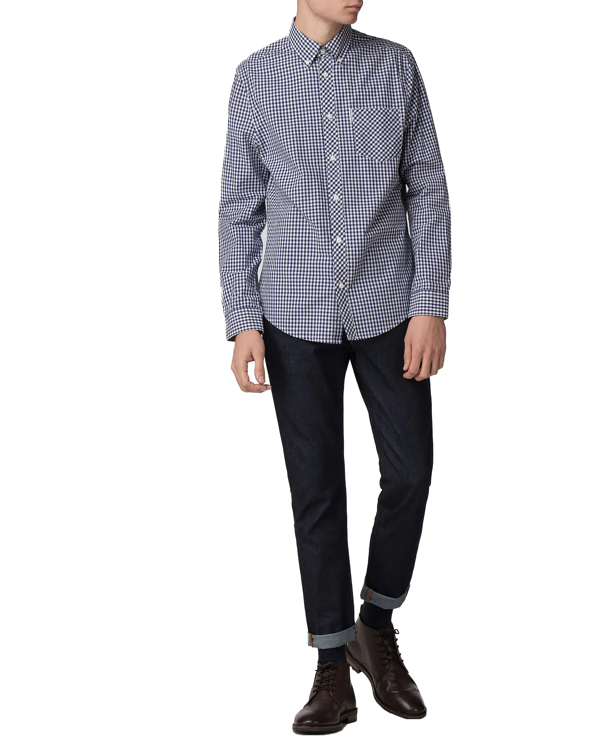 Long-Sleeve Gingham Shirt - Blue Depths sold by Ben Sherman product image thumbnail 5