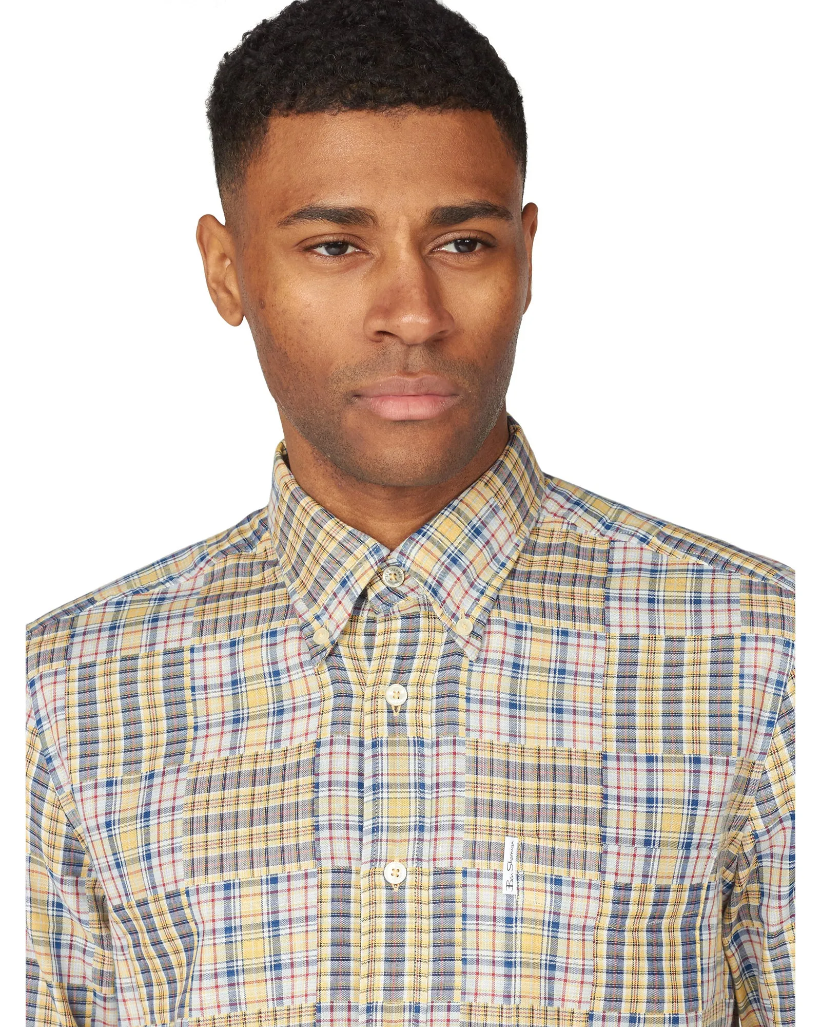 Long-Sleeve Archive Patchwork Check Shirt - Pale Yellow sold by Ben Sherman product image thumbnail 3