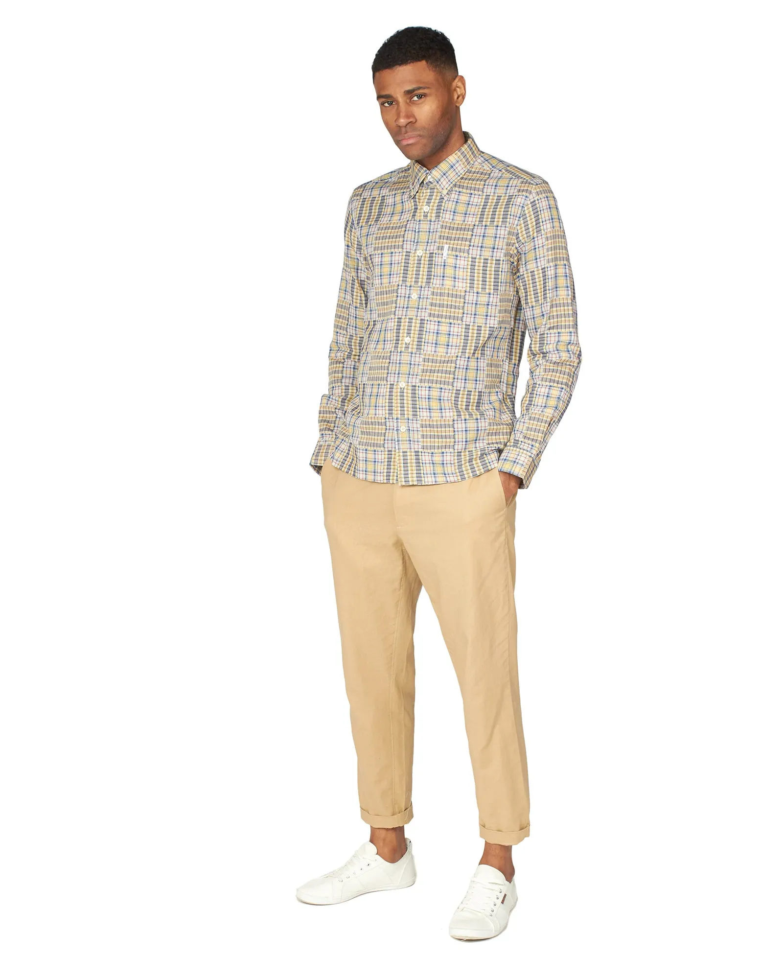 Long-Sleeve Archive Patchwork Check Shirt - Pale Yellow sold by Ben Sherman product image thumbnail 4