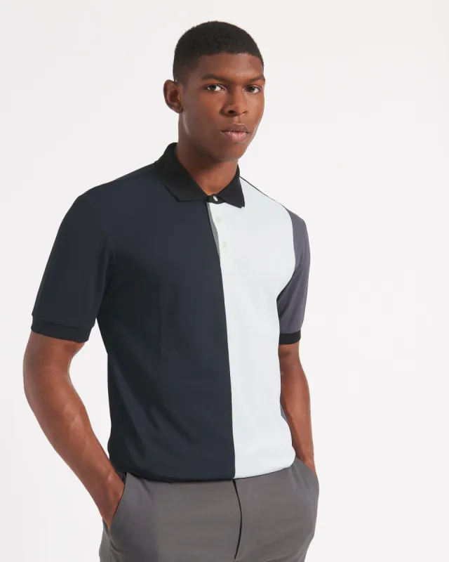 360 Motion Stretch Colorblock Polo - Black/White/Grey sold by Ben Sherman