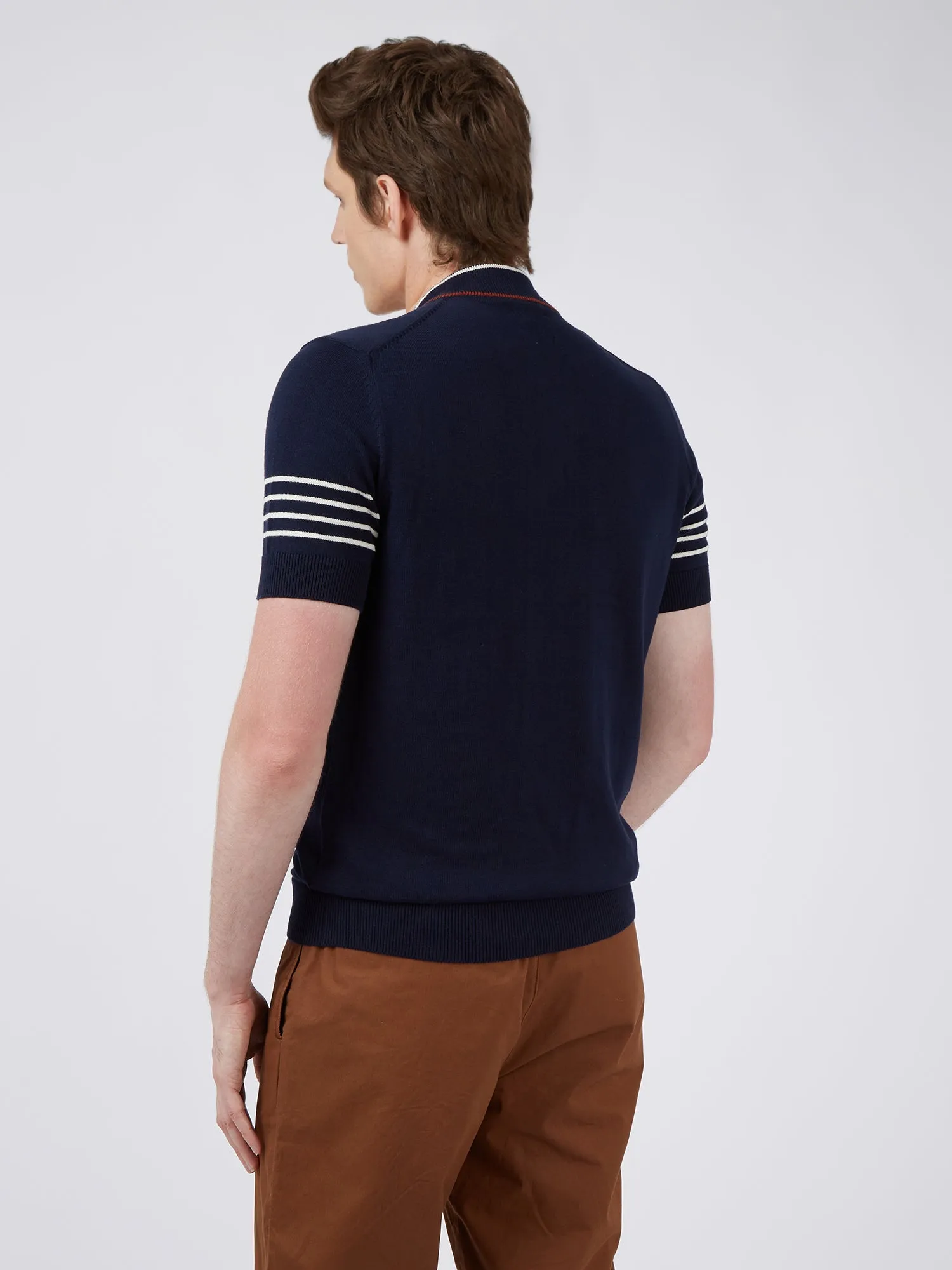 B by Ben Sherman Short-Sleeve Zip-Neck Knit Polo - Marine sold by Ben Sherman product image thumbnail 2