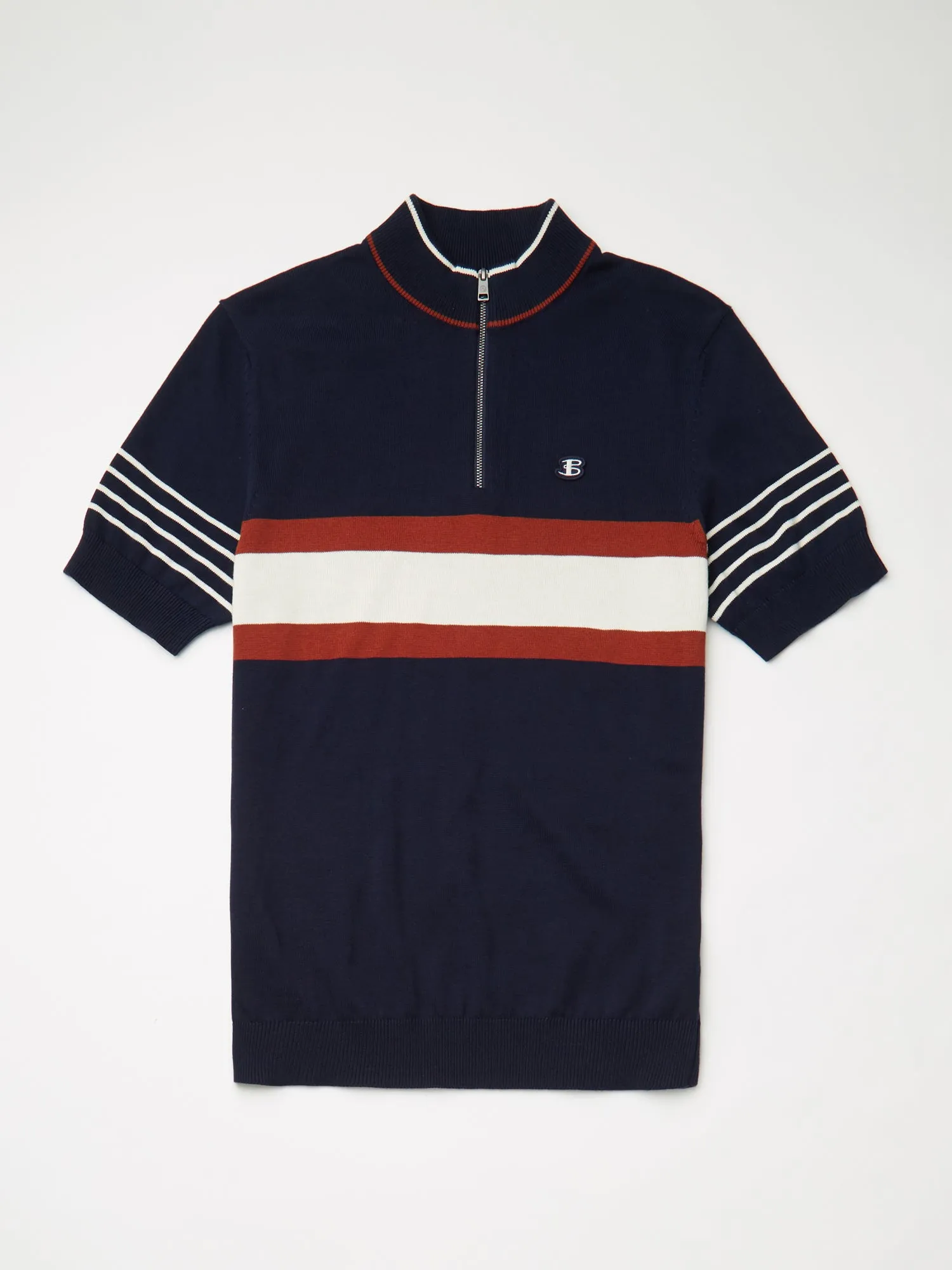 B by Ben Sherman Short-Sleeve Zip-Neck Knit Polo - Marine sold by Ben Sherman product image thumbnail 5