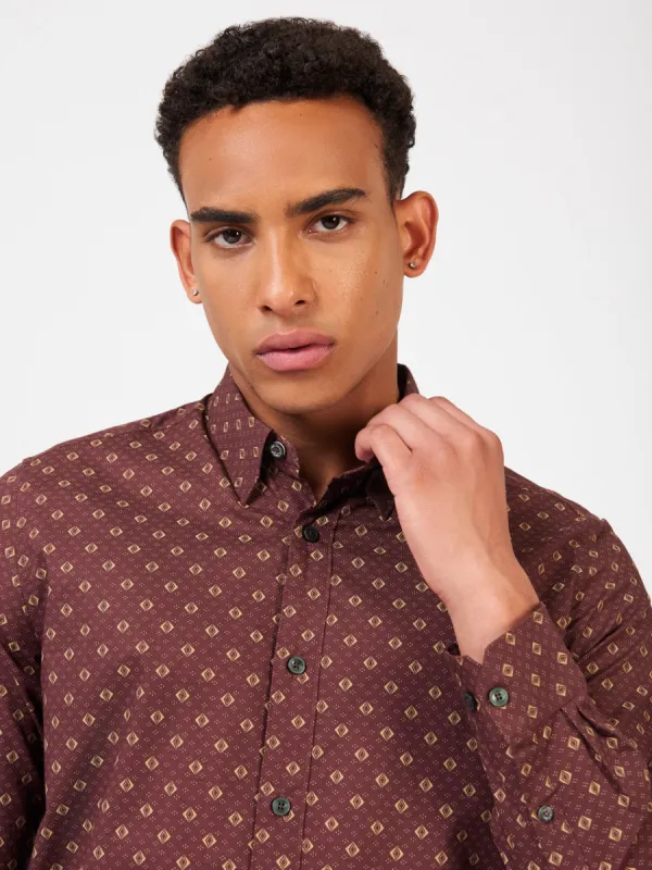 Signature Geo Print Shirt - Aubergine sold by Ben Sherman