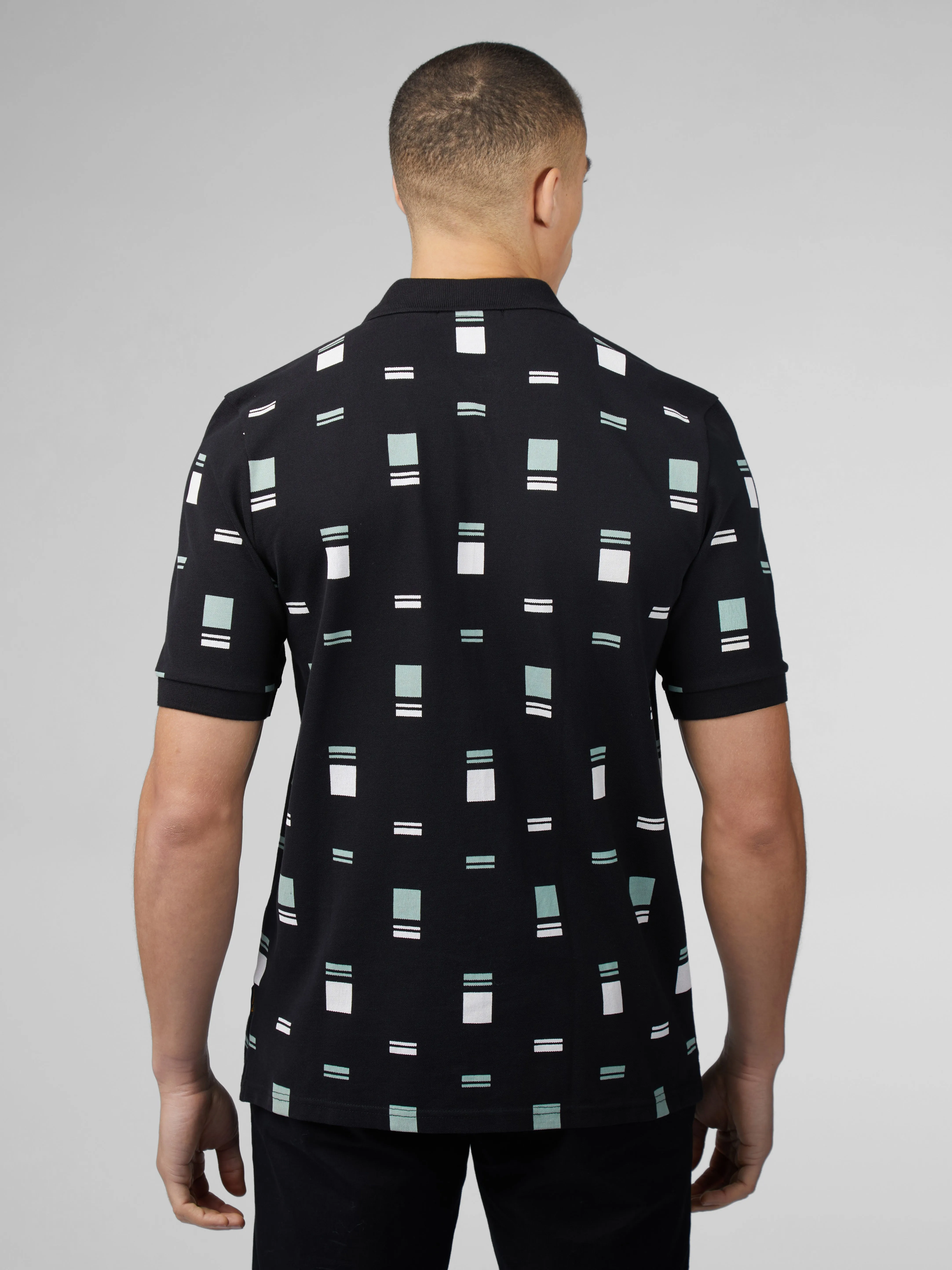 B by Ben Sherman Scatter Chequerboard Mod Stripe Polo - Black sold by Ben Sherman product image thumbnail 4