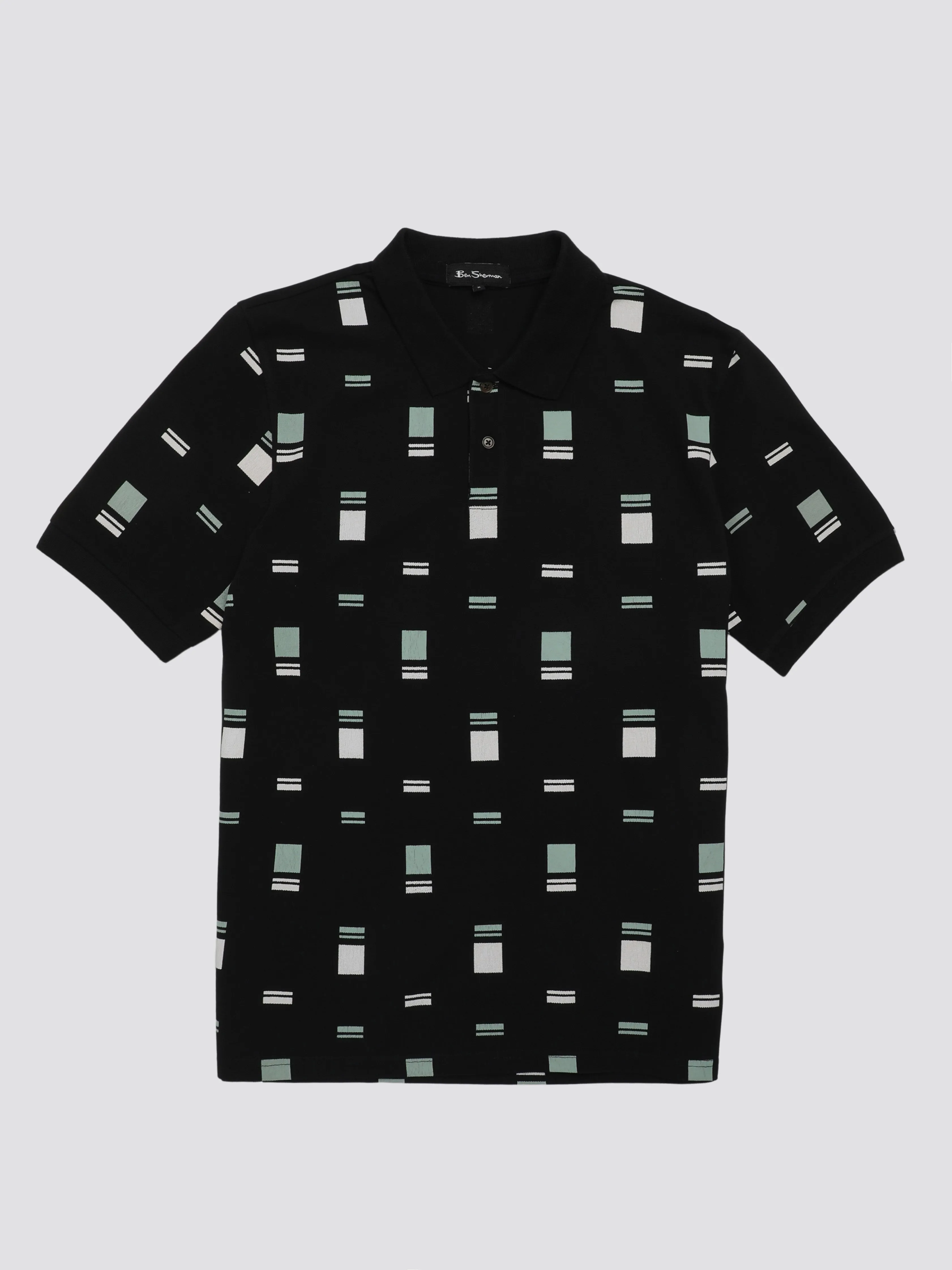 B by Ben Sherman Scatter Chequerboard Mod Stripe Polo - Black sold by Ben Sherman product image thumbnail 5