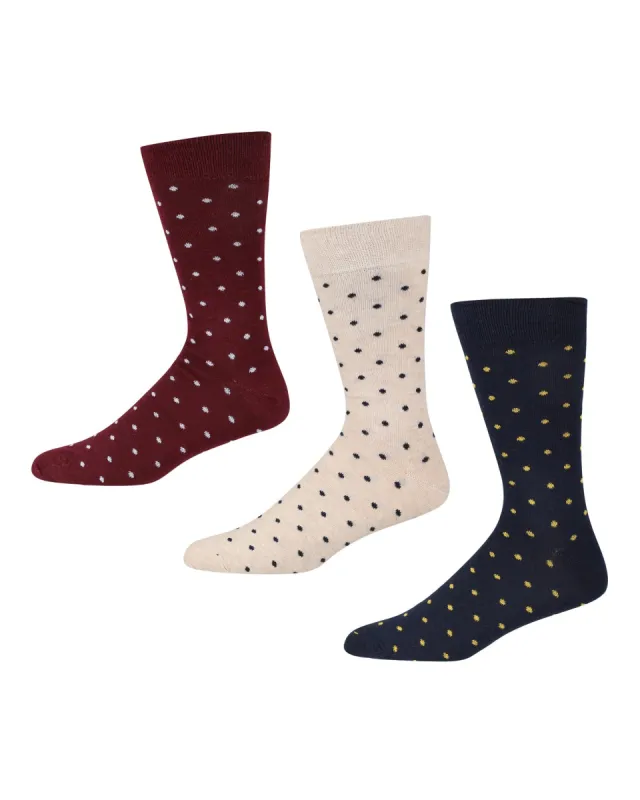 Candy Ride Men's 3-Pack Socks - Ecru Marl/Navy/Wine made by Ben Sherman