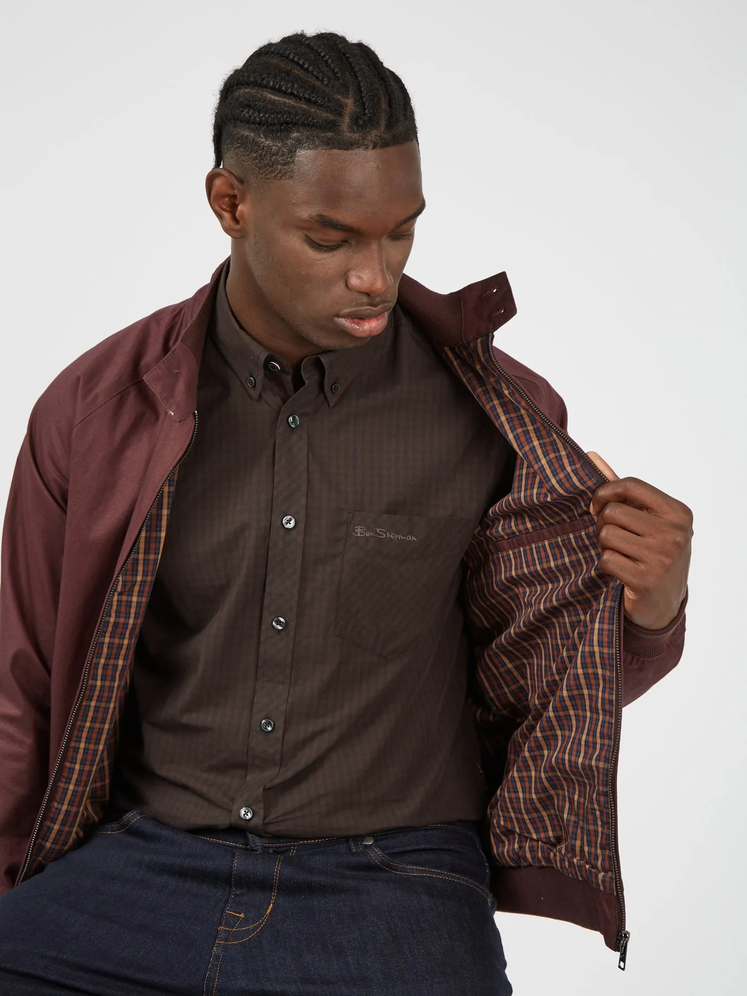 Signature Long-Sleeve Gingham Shirt - Cocoa sold by Ben Sherman product image thumbnail 2