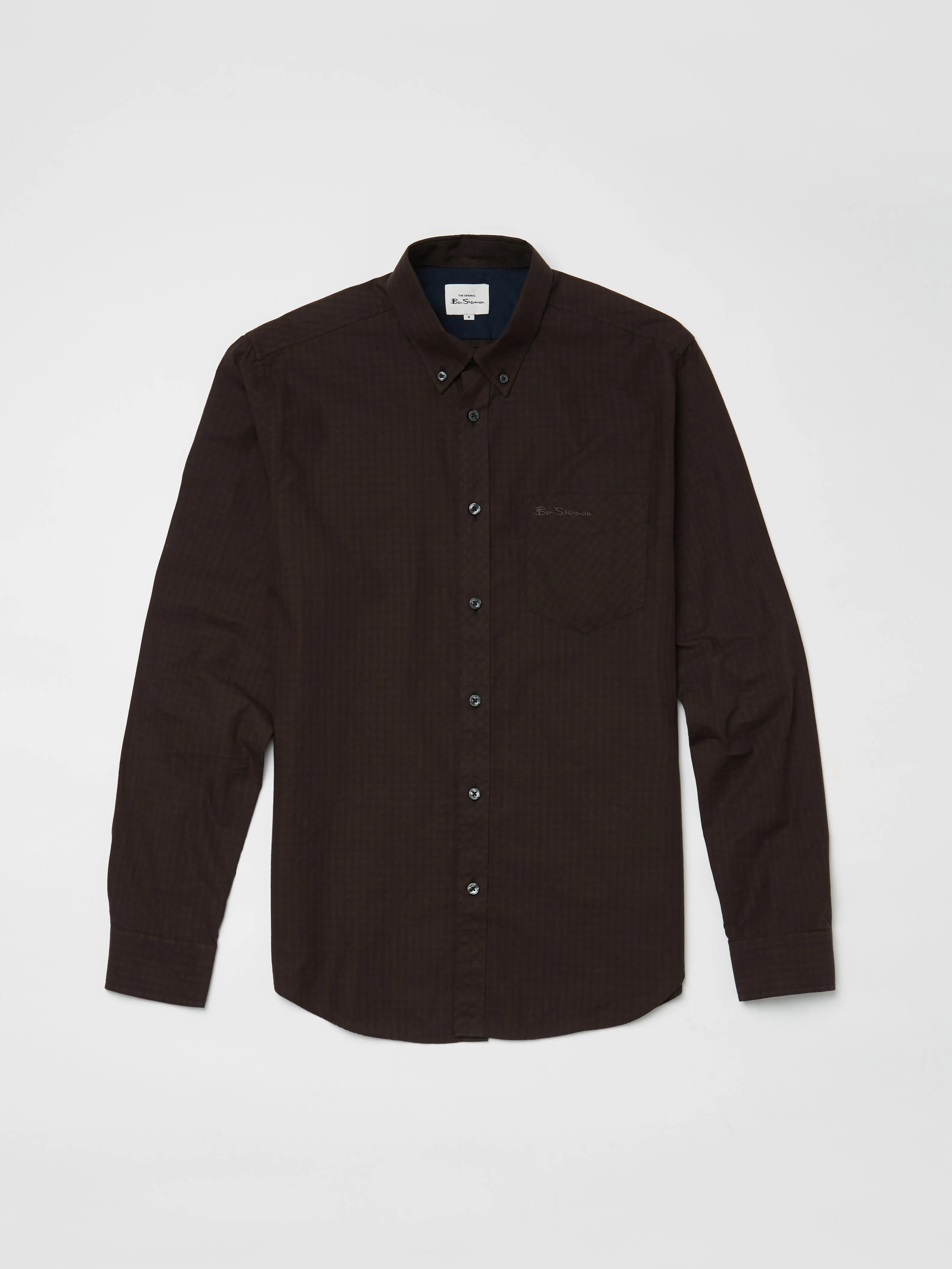 Signature Long-Sleeve Gingham Shirt - Cocoa sold by Ben Sherman product image thumbnail 3