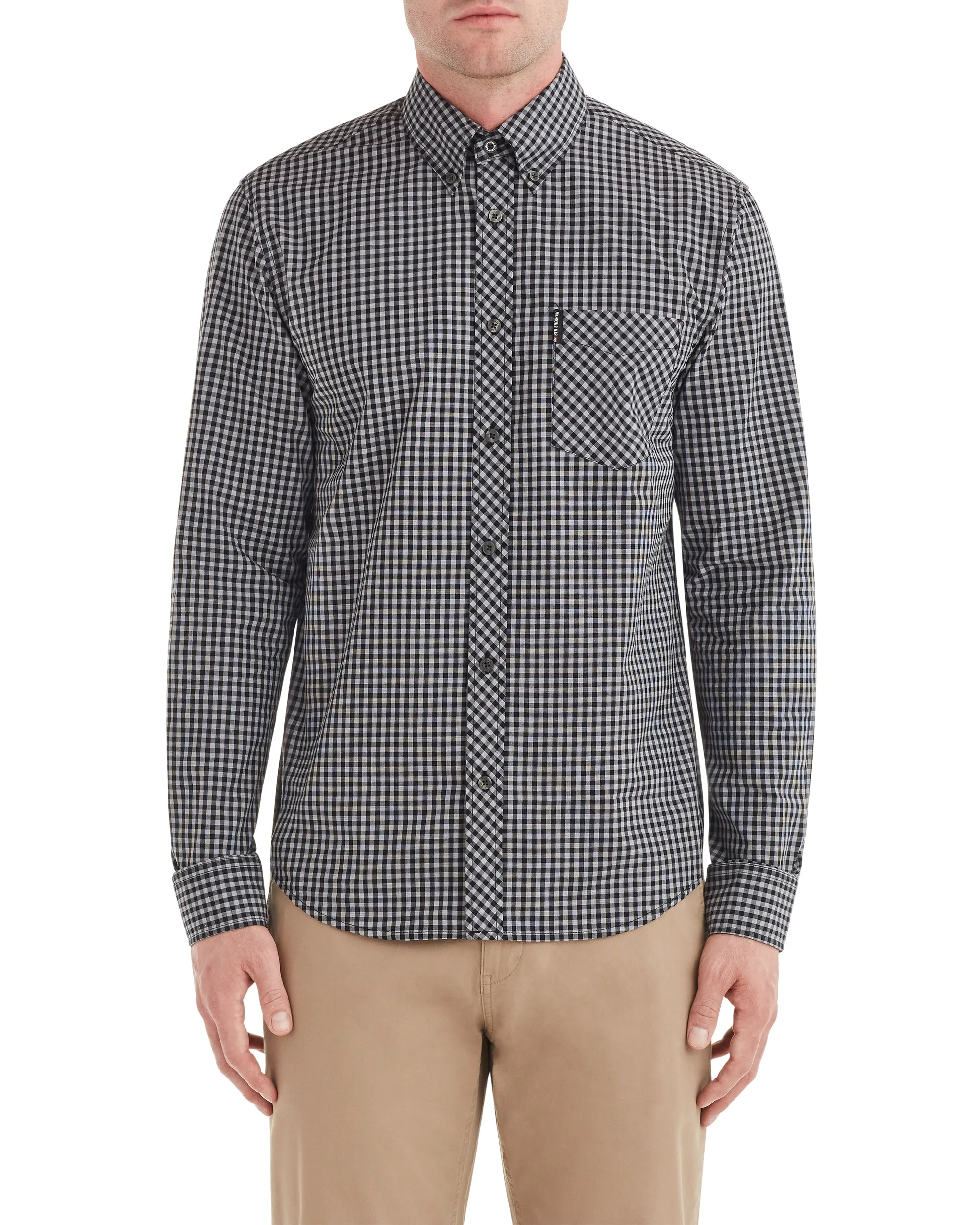 Long-Sleeve Gingham Shirt - Graphite Grey sold by Ben Sherman
