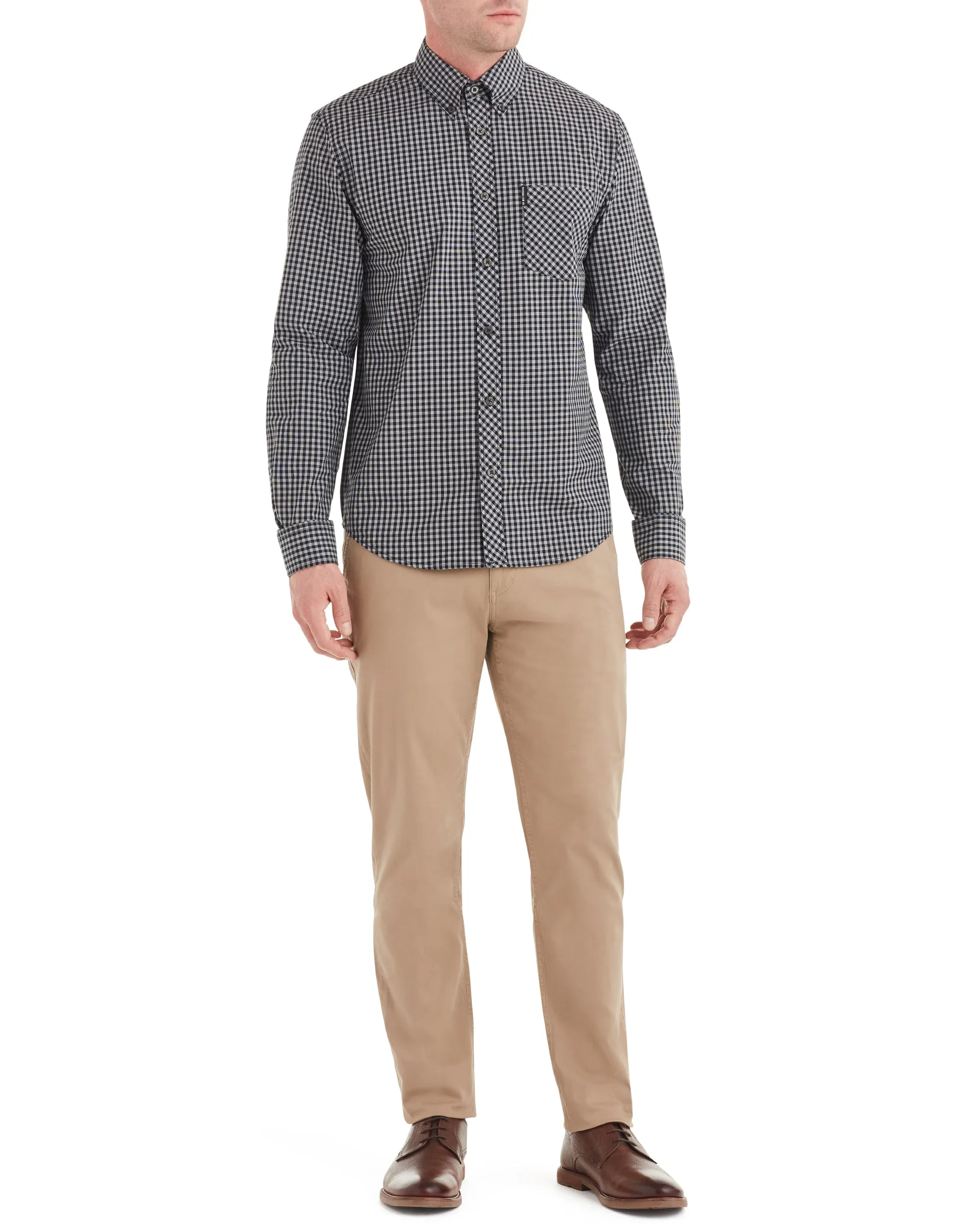 Long-Sleeve Gingham Shirt - Graphite Grey sold by Ben Sherman product image thumbnail 3
