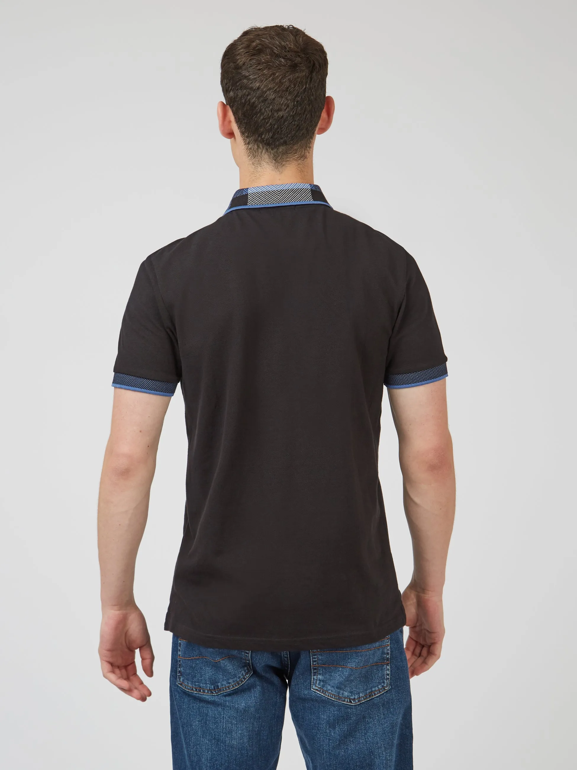 Jacquard Check Collar Polo - Black sold by Ben Sherman product image thumbnail 5