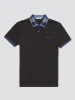 Jacquard Check Collar Polo - Black sold by Ben Sherman