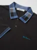 Jacquard Check Collar Polo - Black sold by Ben Sherman
