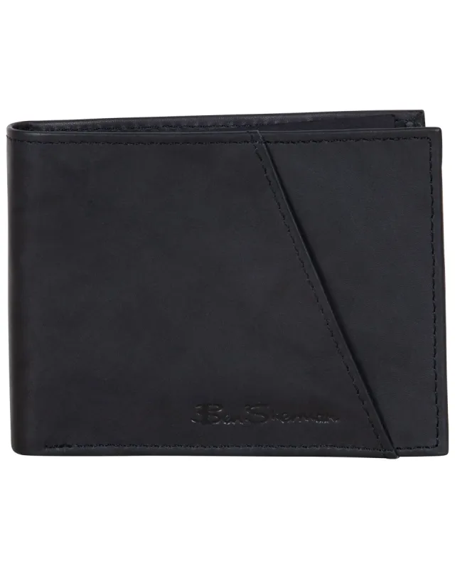 Manchester Full-Grain Cowhide Marble Crunch Leather Slim Bifold Wallet - Black made by Heritage