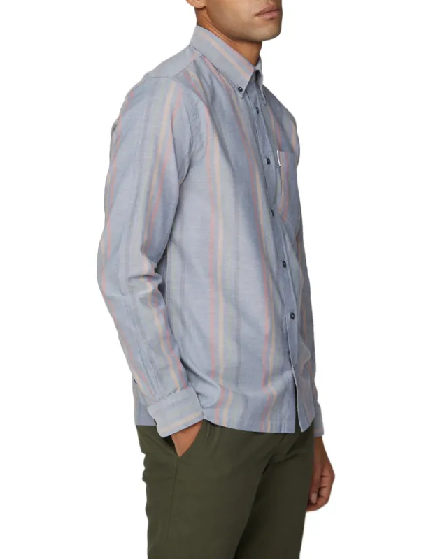 Long-Sleeve Archive Oxford Stripe Shirt - Dark Blue sold by Ben Sherman