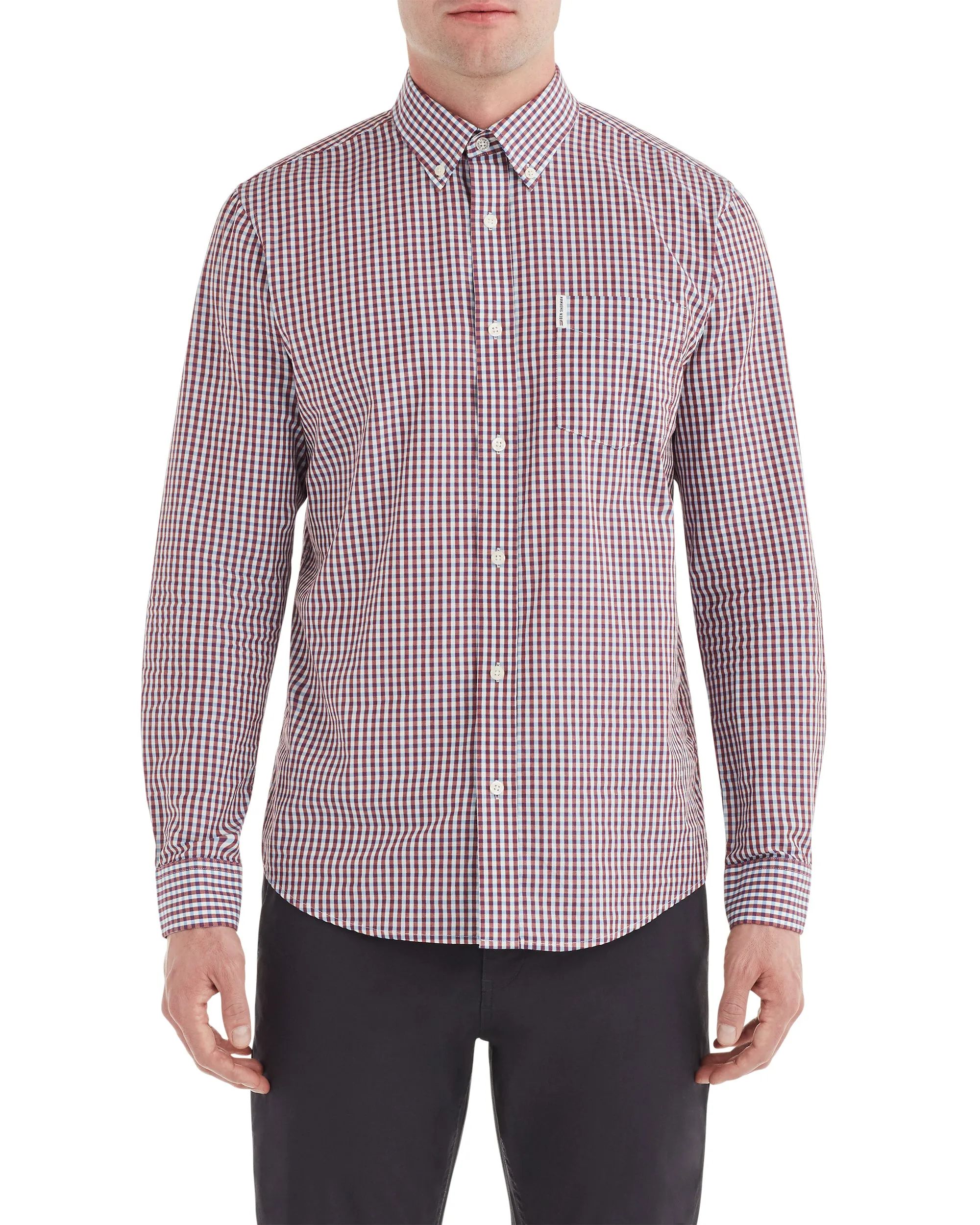 Long-Sleeve Classic Gingham Shirt - Sky sold by Ben Sherman
