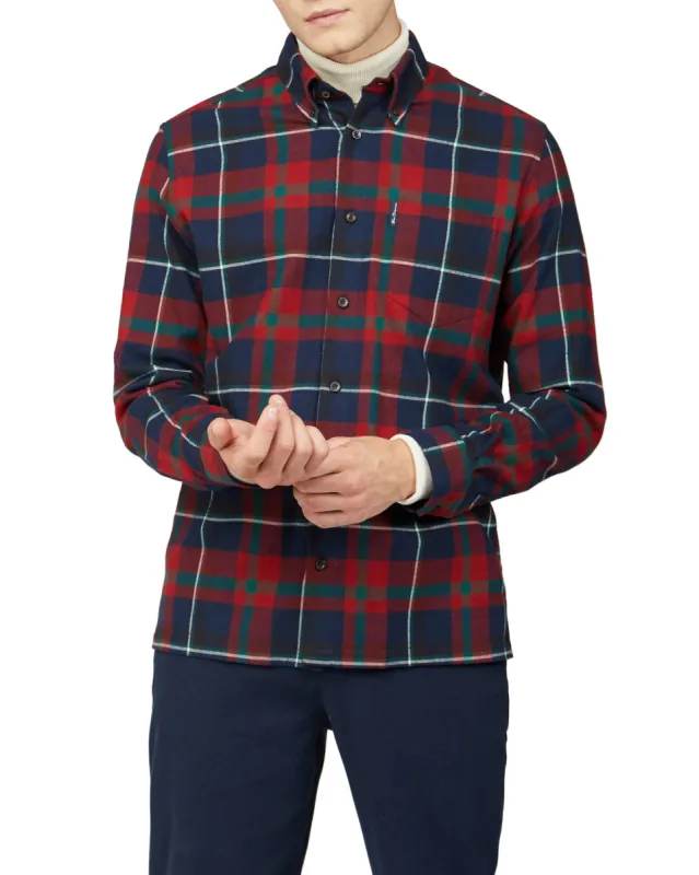 Oversized Brushed Tartan Shirt - Red sold by Ben Sherman