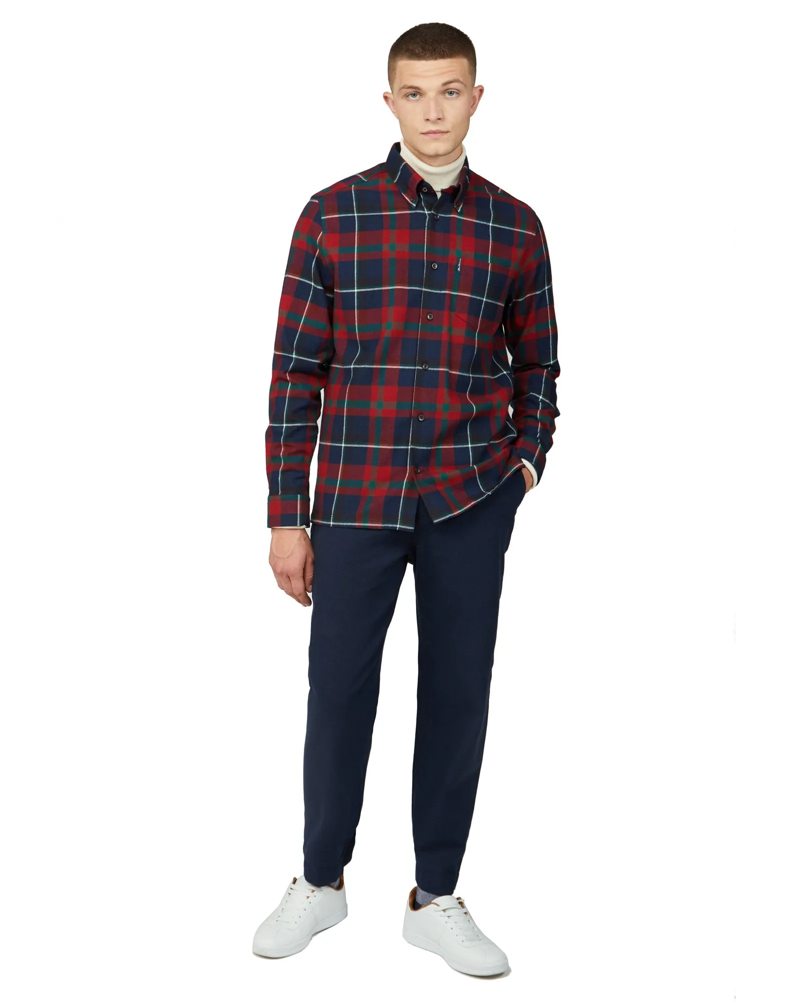 Oversized Brushed Tartan Shirt - Red sold by Ben Sherman product image thumbnail 4