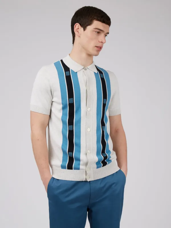Button-Through Mod Knit Polo - Ivory sold by Ben Sherman