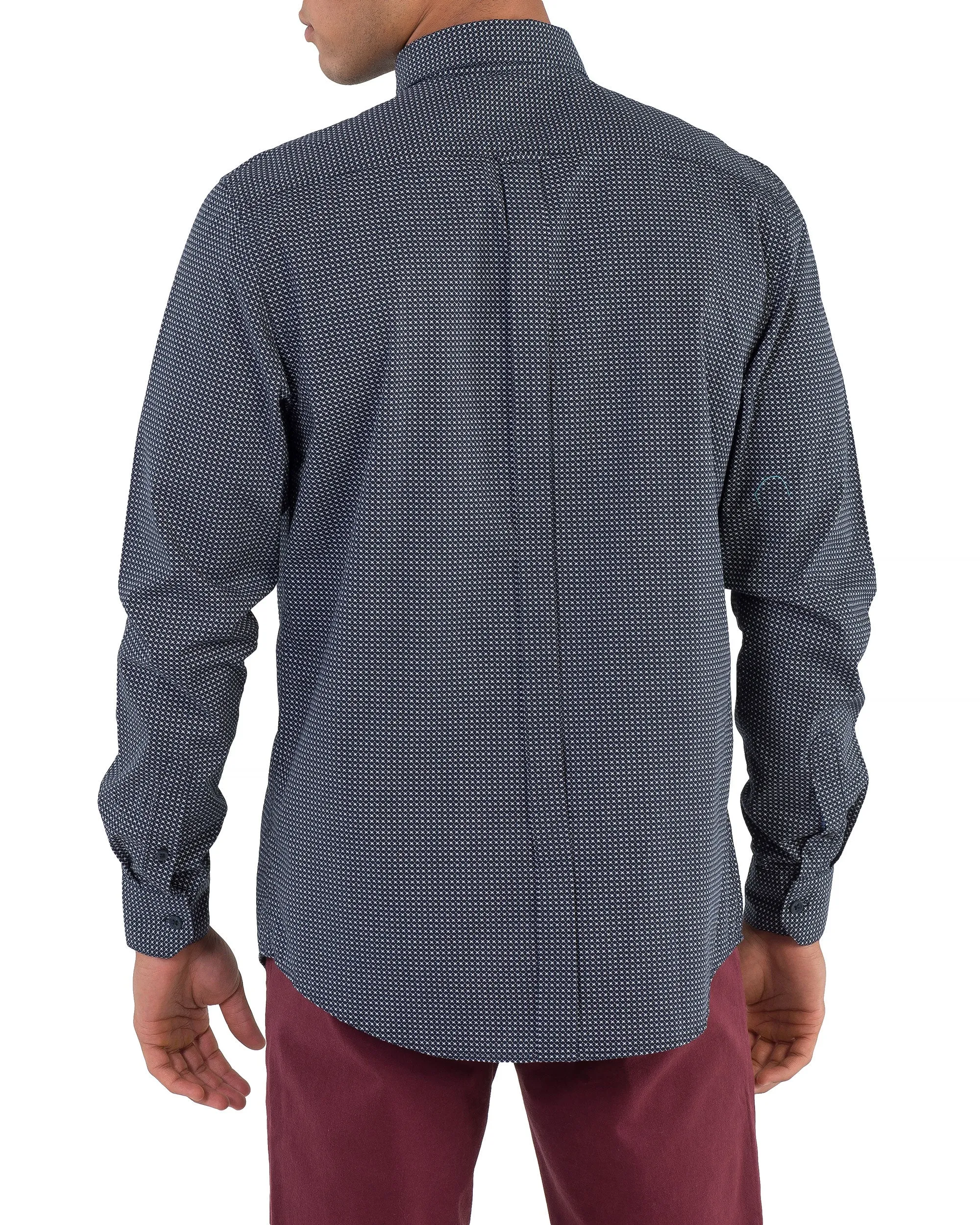 Long-Sleeve Sketch Micro Print Shirt - Navy sold by Ben Sherman product image thumbnail 2