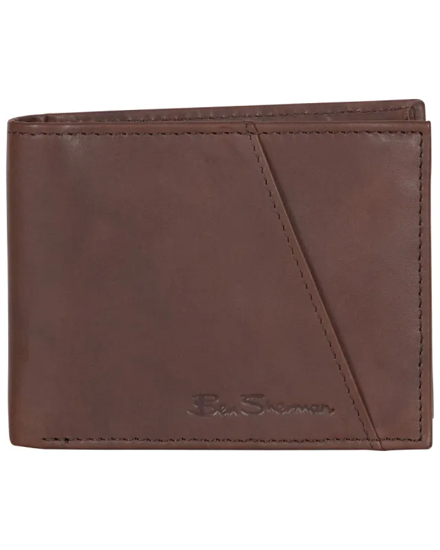 Manchester Full-Grain Cowhide Marble Crunch Leather Slim Bifold Wallet - Brown made by Heritage