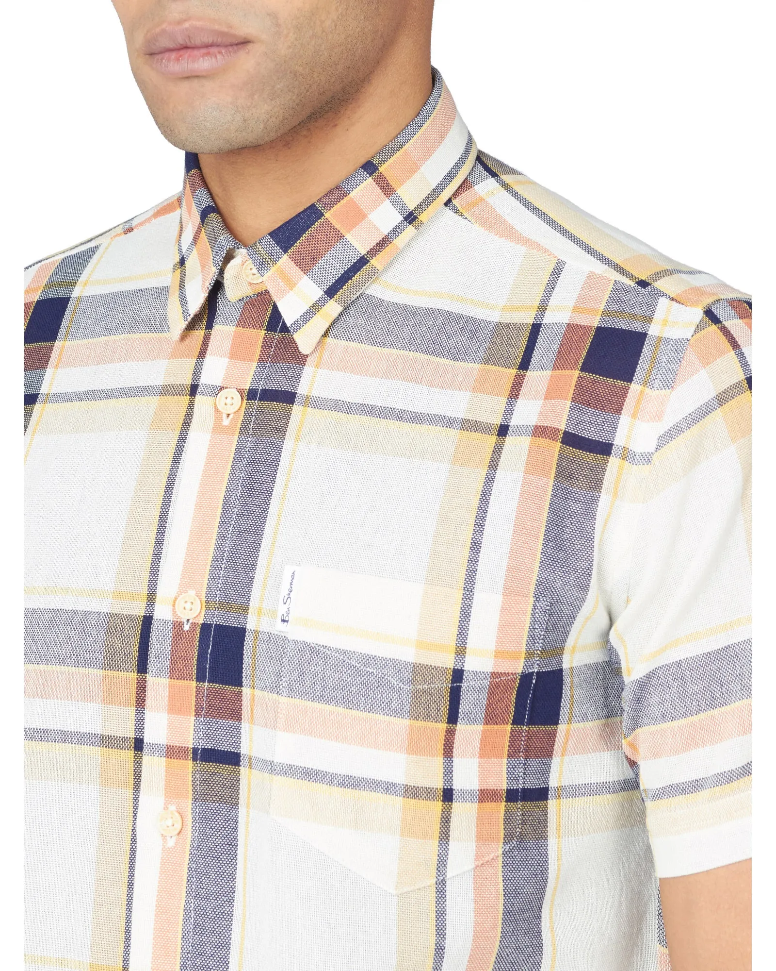 Short-Sleeve Large-Check Oxford Shirt - Anise sold by Ben Sherman product image thumbnail 3