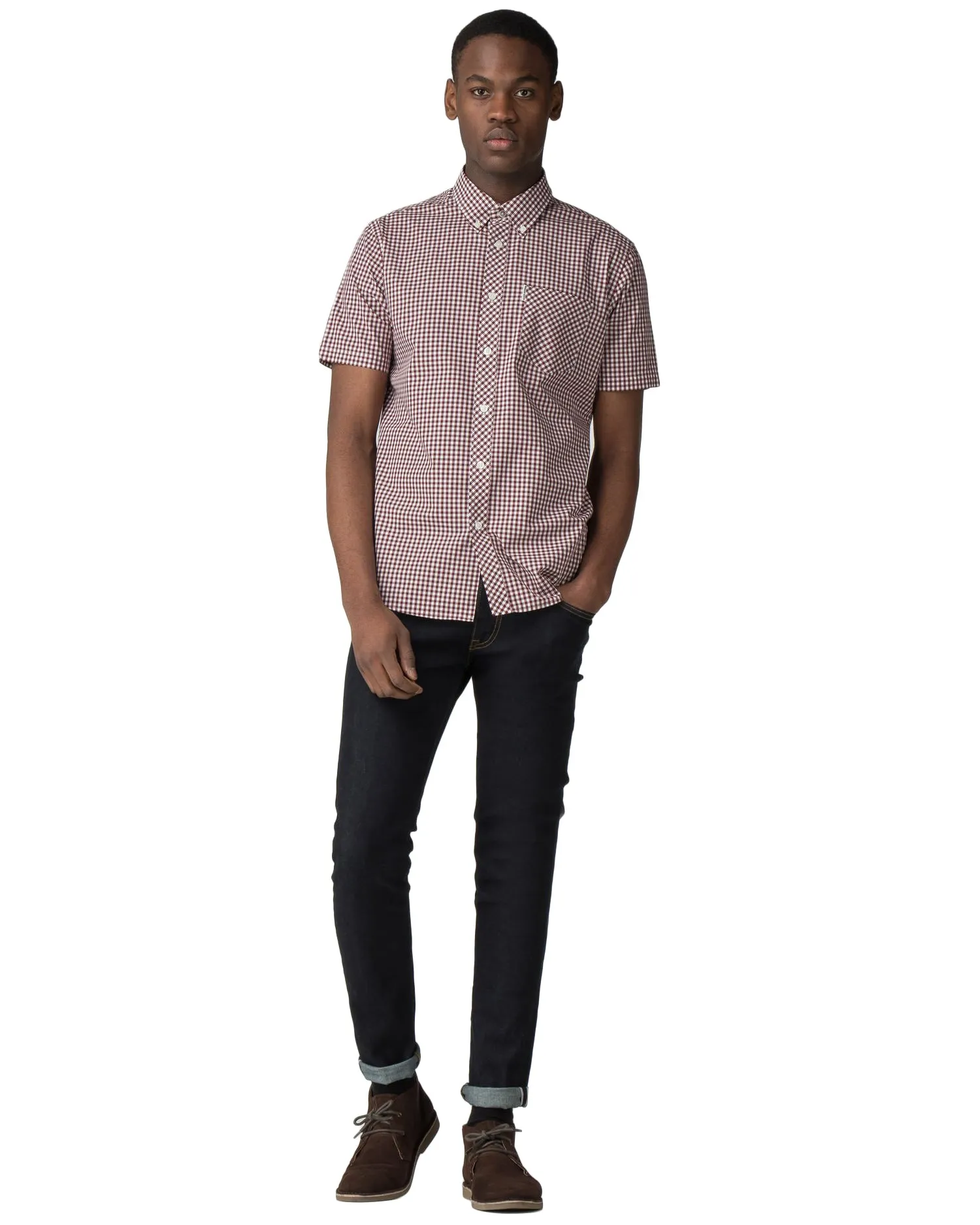 Short Sleeve Gingham Shirt - Oxblood sold by Ben Sherman product image thumbnail 5