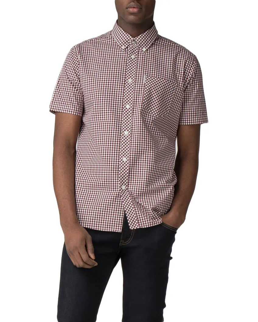 Short Sleeve Gingham Shirt - Oxblood sold by Ben Sherman