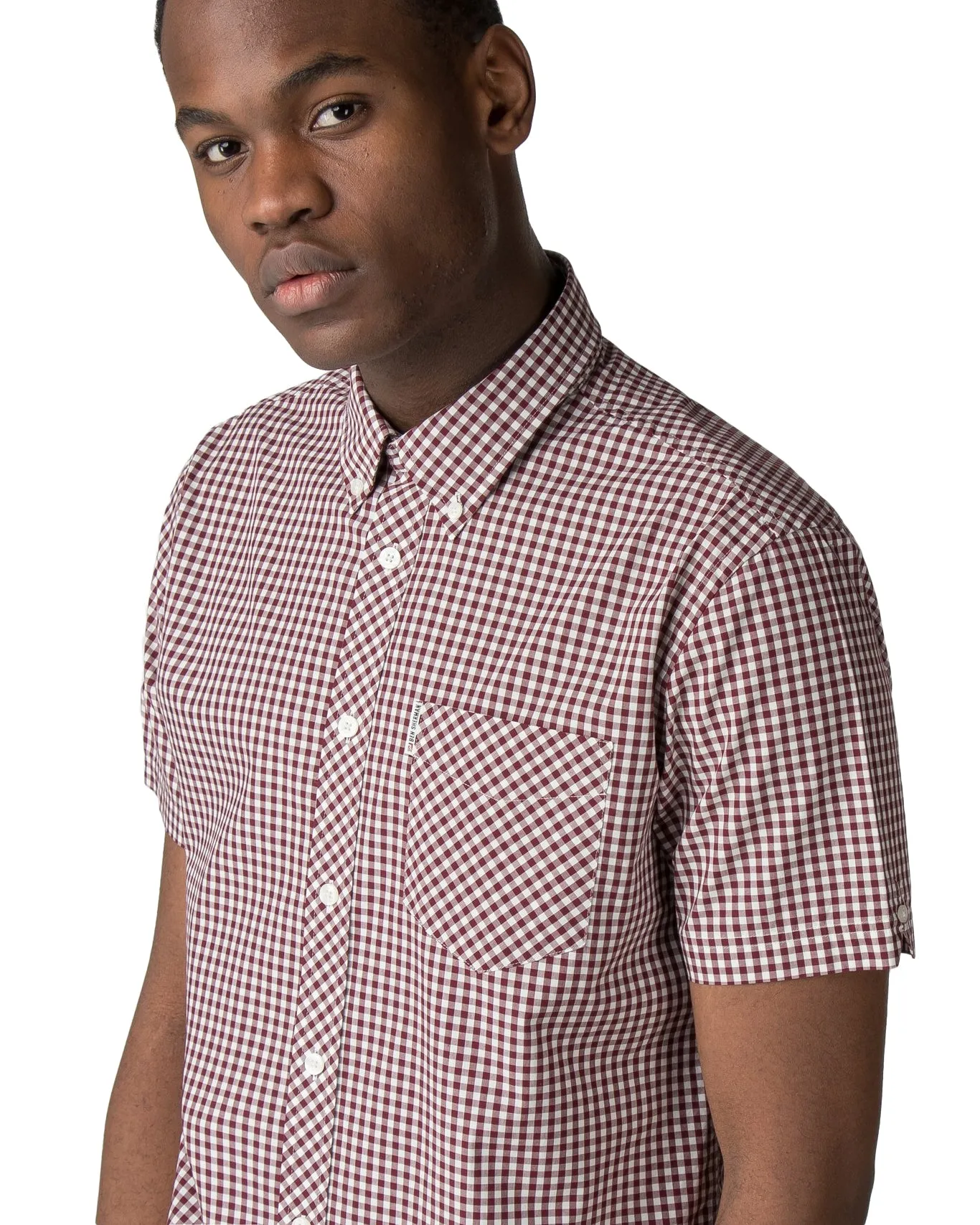 Short Sleeve Gingham Shirt - Oxblood sold by Ben Sherman product image thumbnail 3
