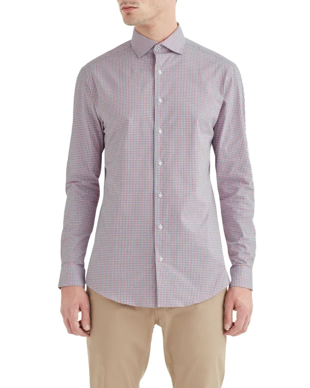 Stretch Orange & Blue Dobby Gingham Slim Fit Dress Shirt sold by Ben Sherman