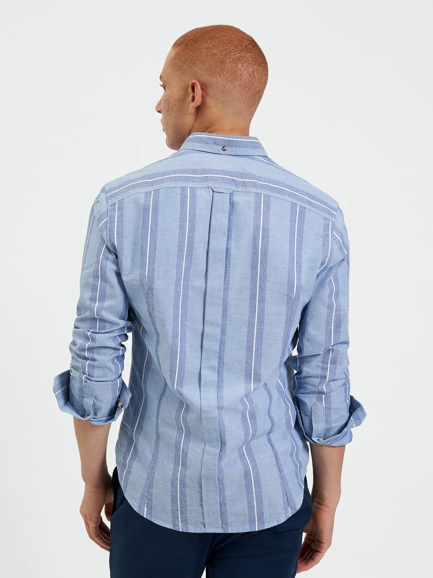 Long-Sleeve Block-Stripe Shirt - Dark Blue sold by Ben Sherman product image thumbnail 2