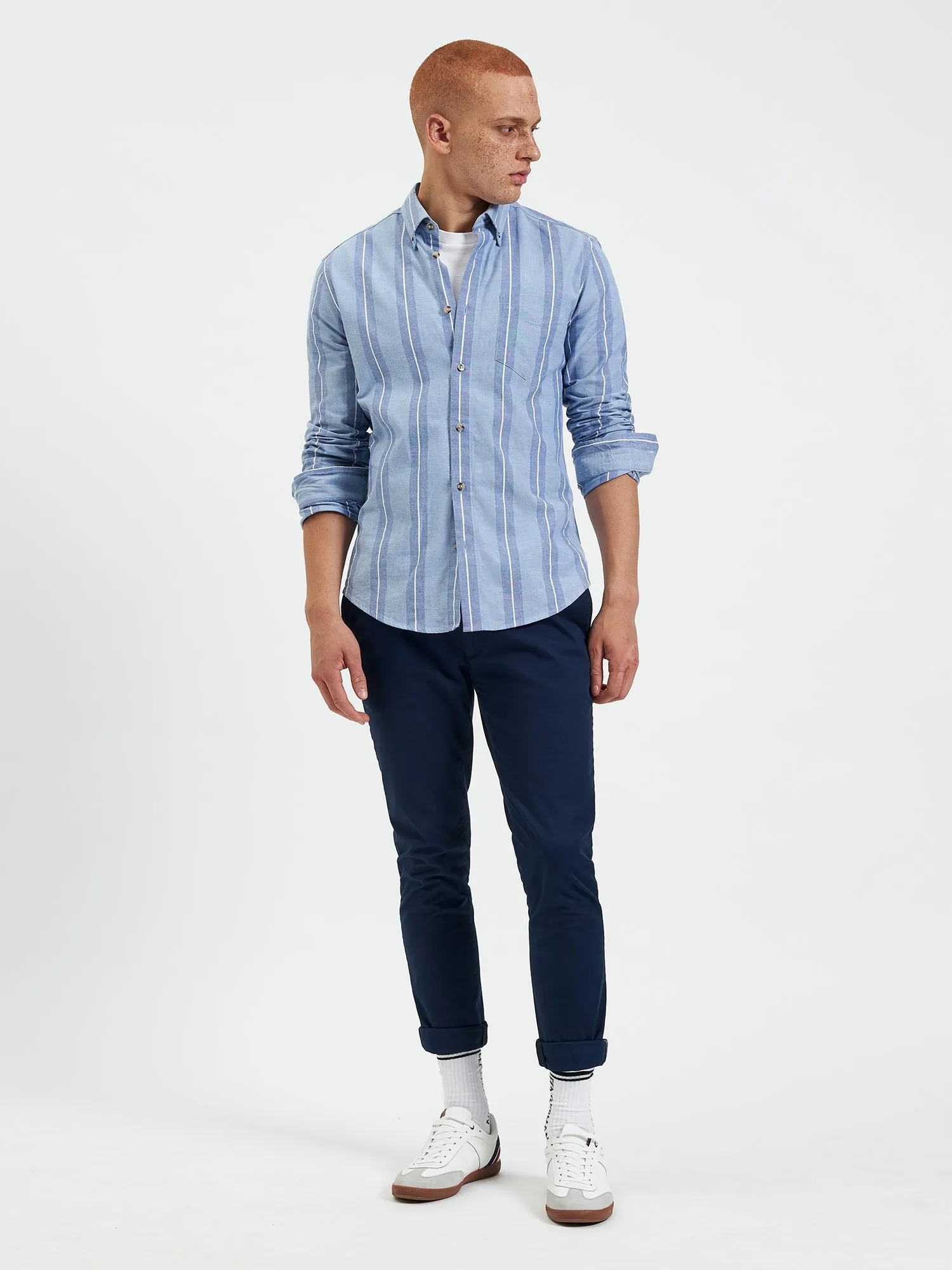 Long-Sleeve Block-Stripe Shirt - Dark Blue sold by Ben Sherman product image thumbnail 4