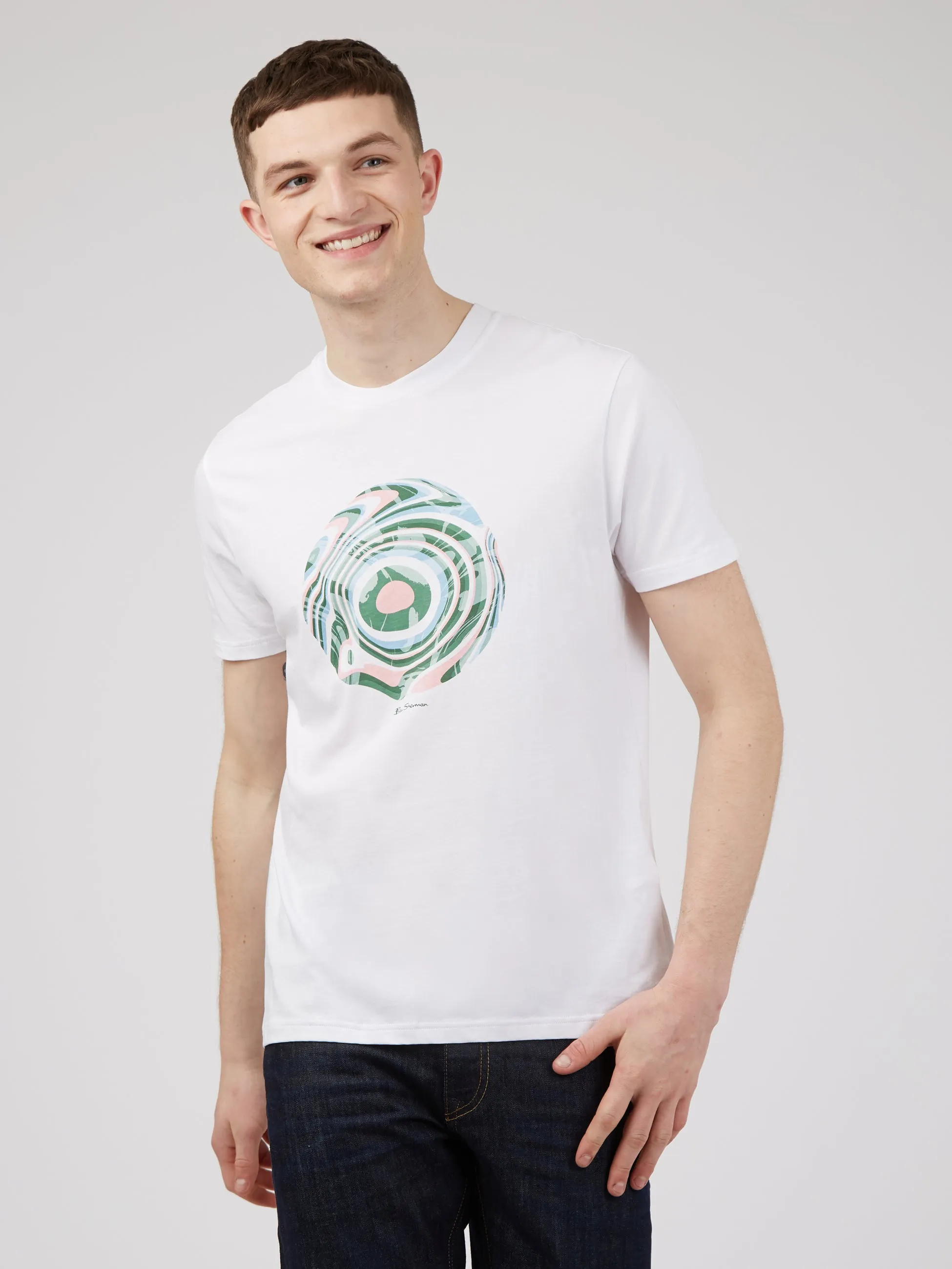 Trippy Target Graphic Tee - White sold by Ben Sherman