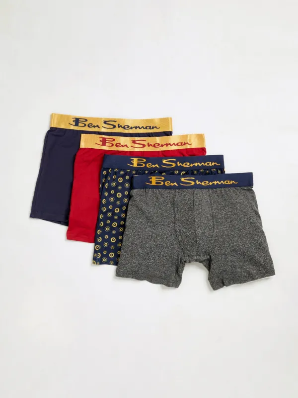 Men's 4-Pack Microfiber Boxer Briefs - Navy/Red/Grey sold by Ben Sherman