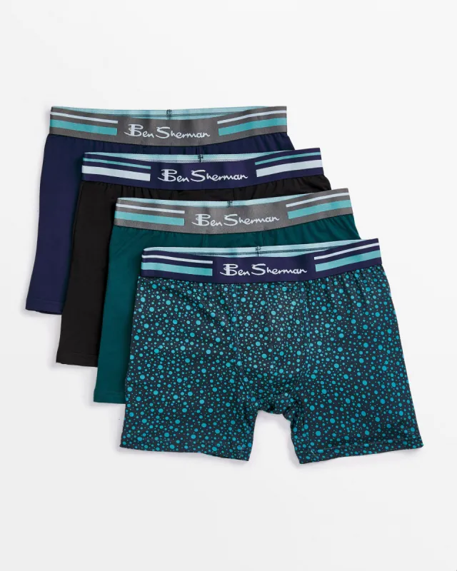 Men's 4-Pack Microfiber Boxer Briefs - Green sold by Ben Sherman