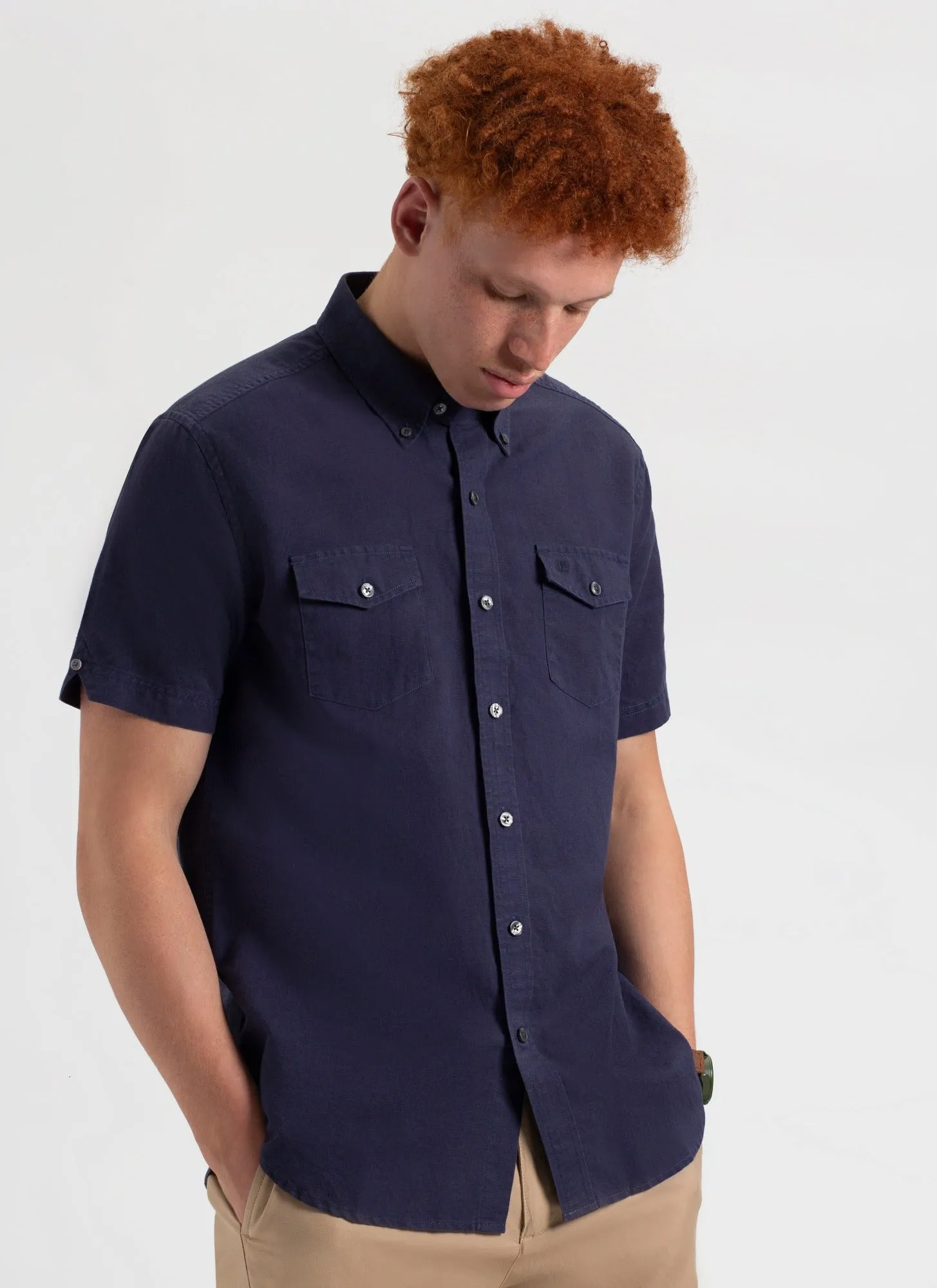 Garment Dye Linen Shirt - Navy sold by Ben Sherman product image thumbnail 2