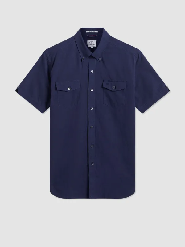 Garment Dye Linen Shirt - Navy sold by Ben Sherman