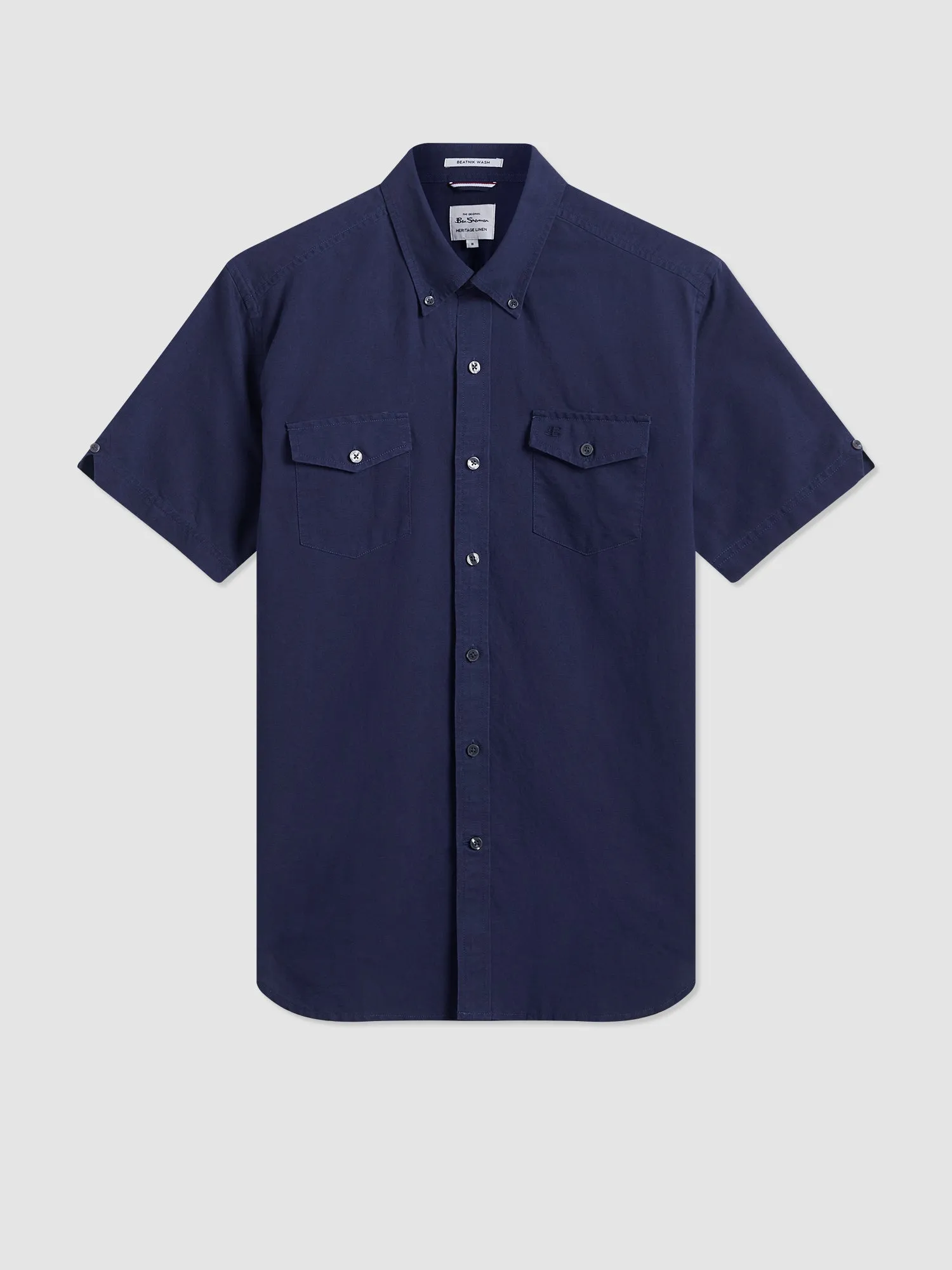 Garment Dye Linen Shirt - Navy sold by Ben Sherman