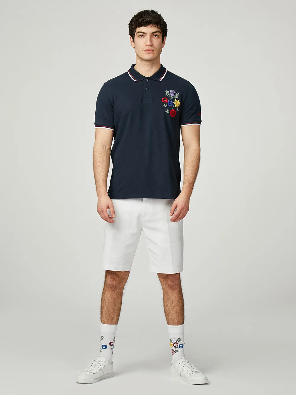 Team GB Floral Embroidered Pique Polo - Dark Navy sold by Ben Sherman product image thumbnail 2