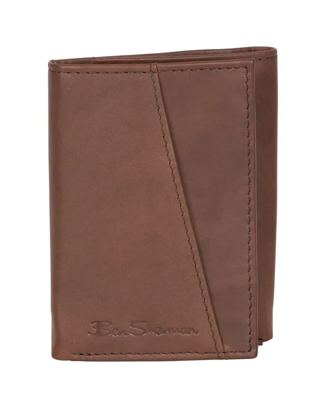 Manchester Full-Grain Cowhide Marble Crunch Leather Trifold Wallet - Brown made by Heritage