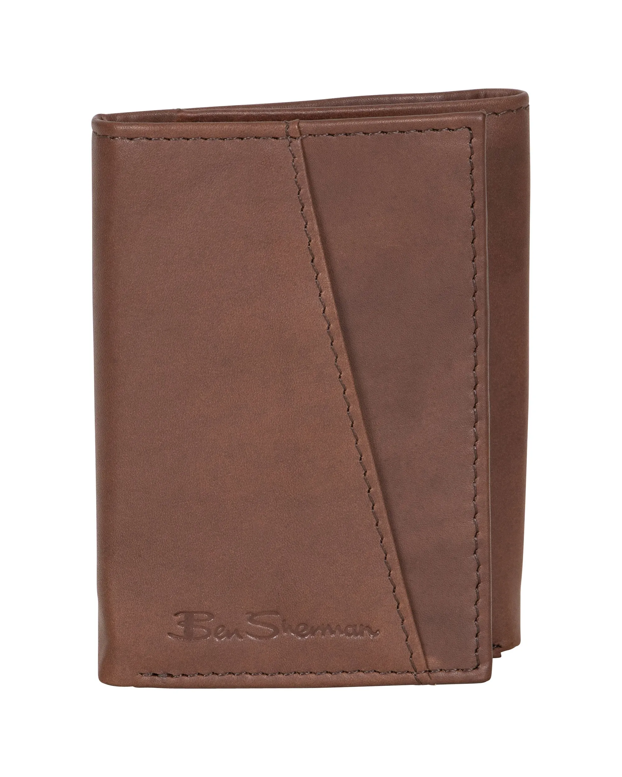 Manchester Full-Grain Cowhide Marble Crunch Leather Trifold Wallet - Brown sold by Ben Sherman