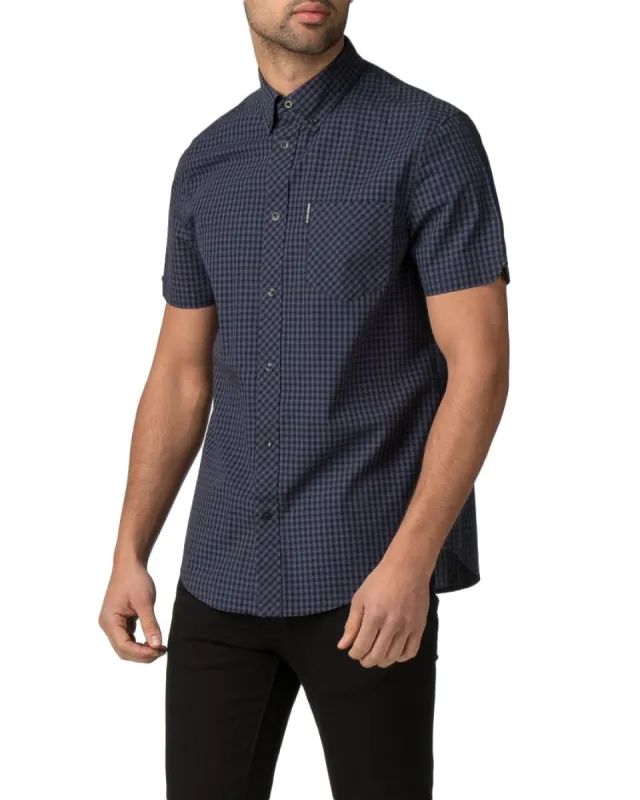 Short Sleeve Gingham Shirt - Phantom sold by Ben Sherman